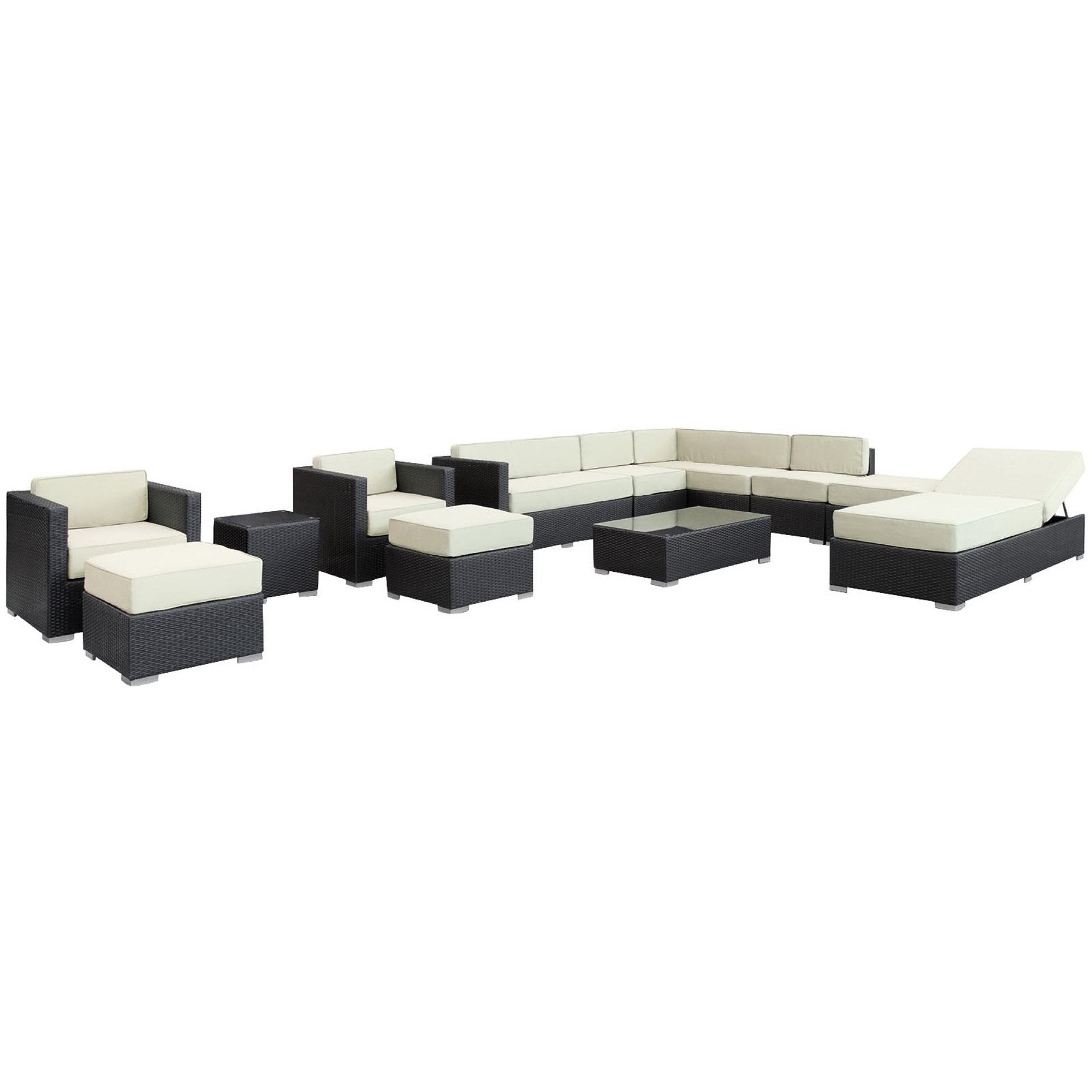 Fusion 12 Piece Outdoor Patio Sectional Set - Espresso White