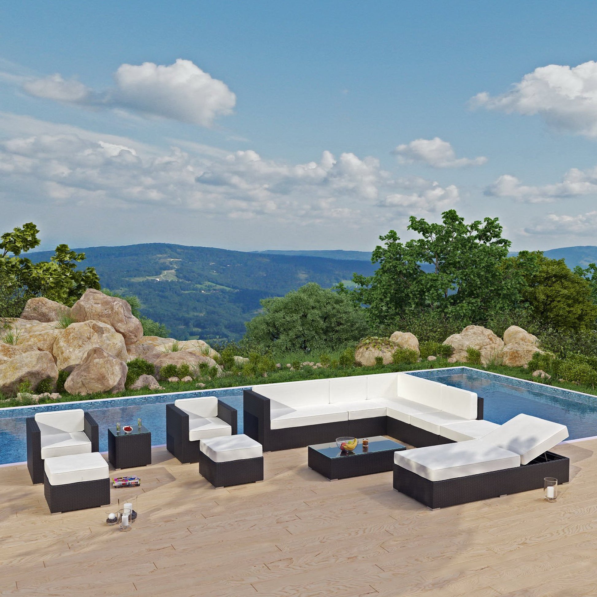 Fusion 12 Piece Outdoor Patio Sectional Set