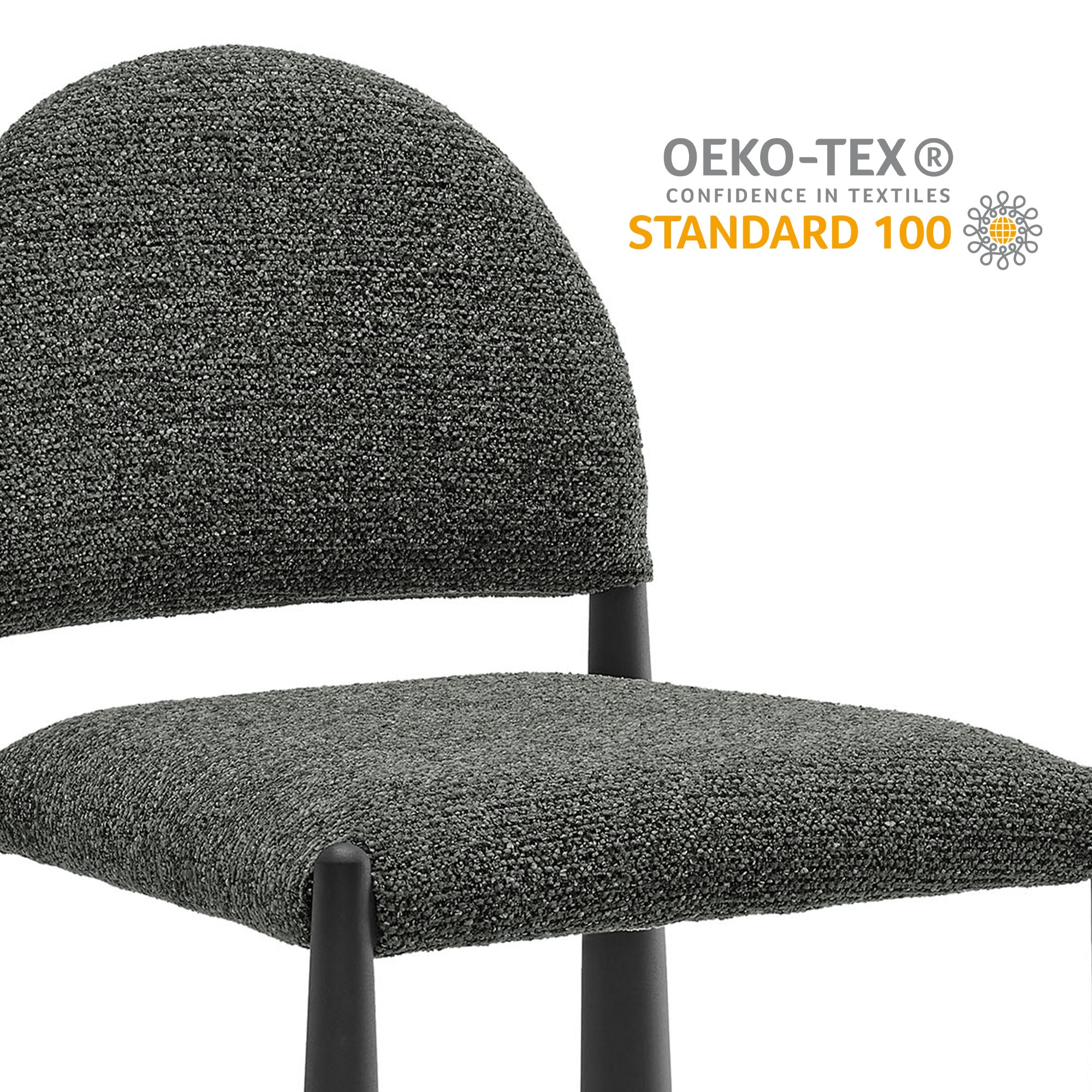 Hayley Upholstered Fabric Dining Side Chair - Black Leaf
