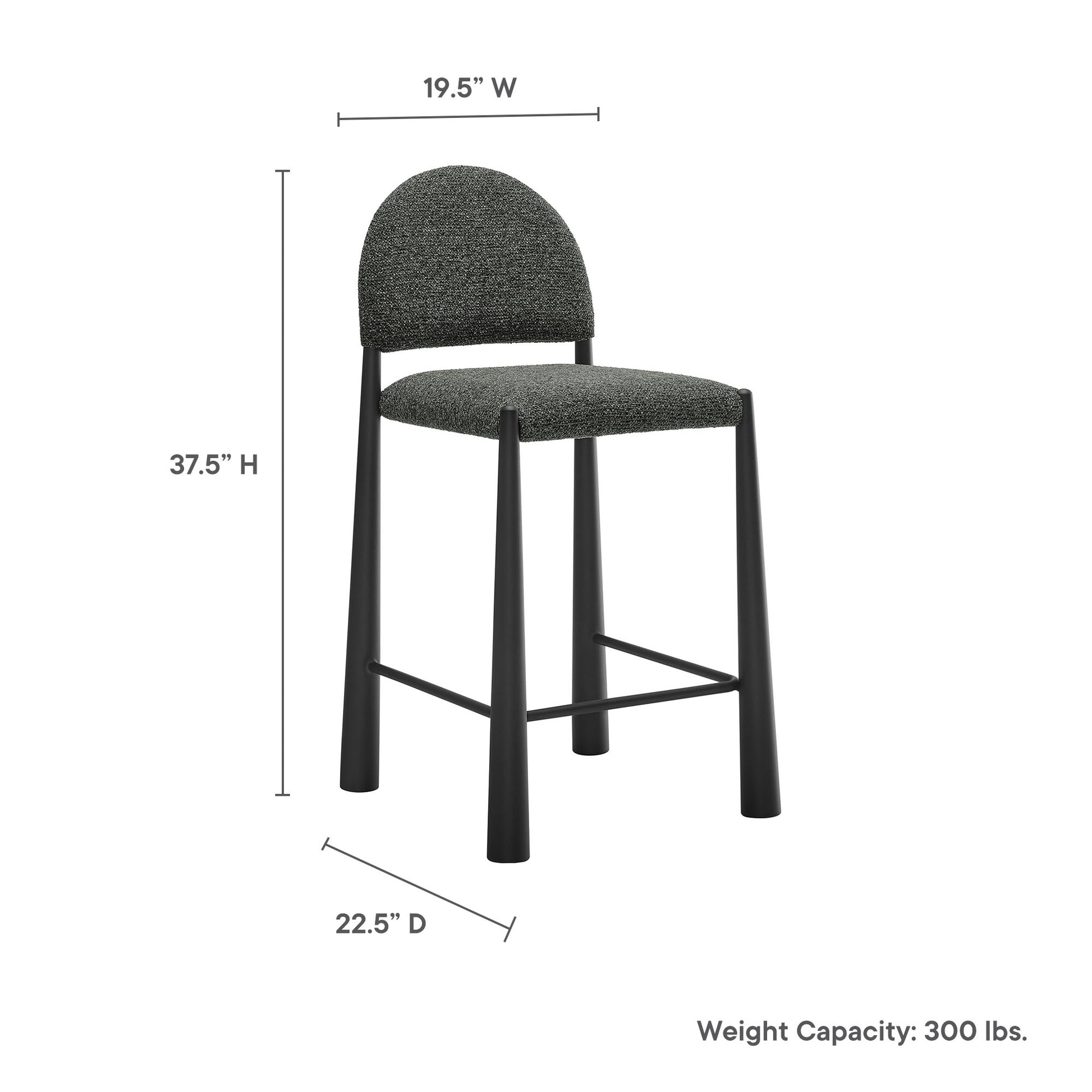 Hayley Upholstered Fabric Counter Stool - Black Camel