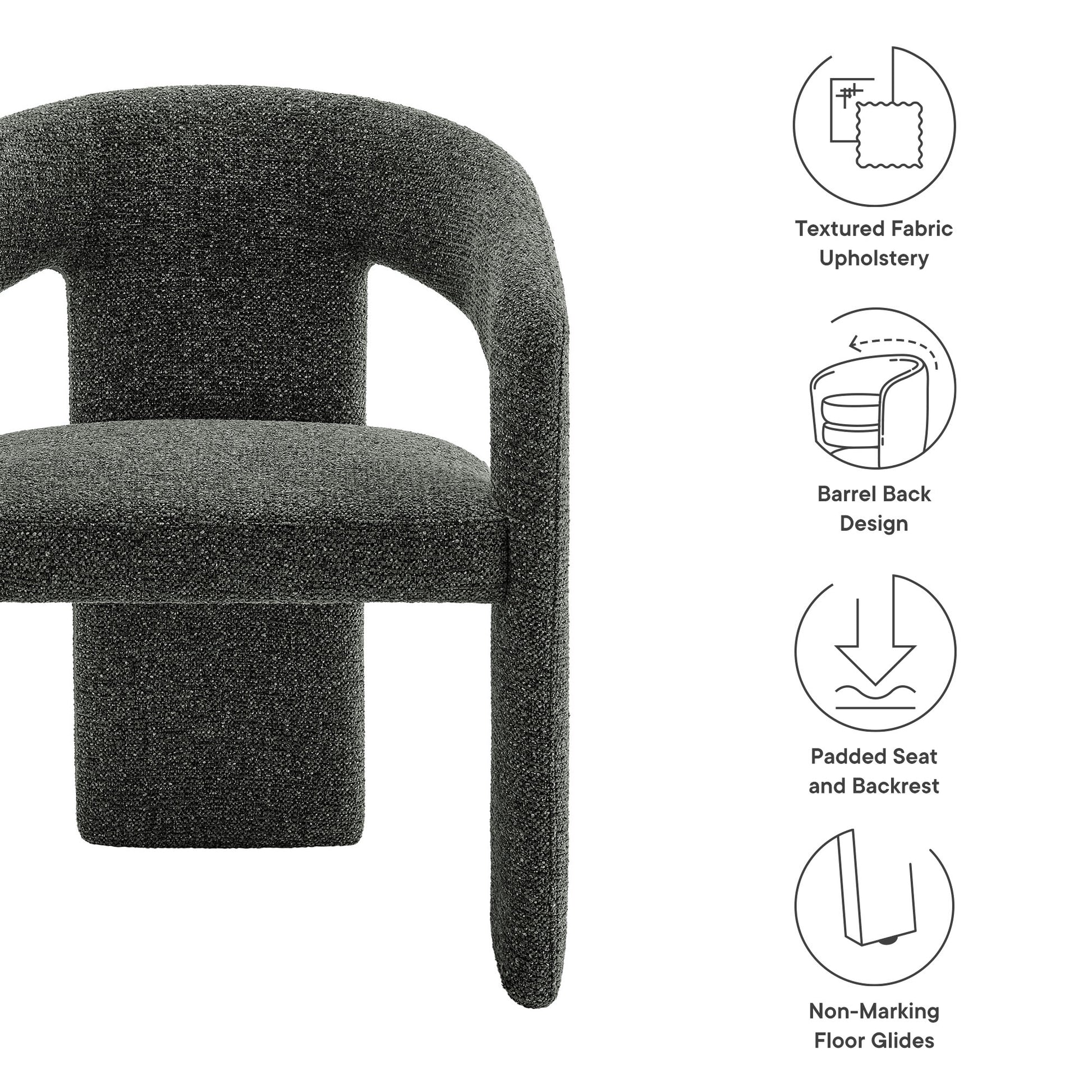 Oslo Barrel Fabric Upholstered Dining Accent Chair - Leaf