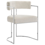 Huron Curved Back Fabric and Metal Dining Accent Chair - Silver Cream