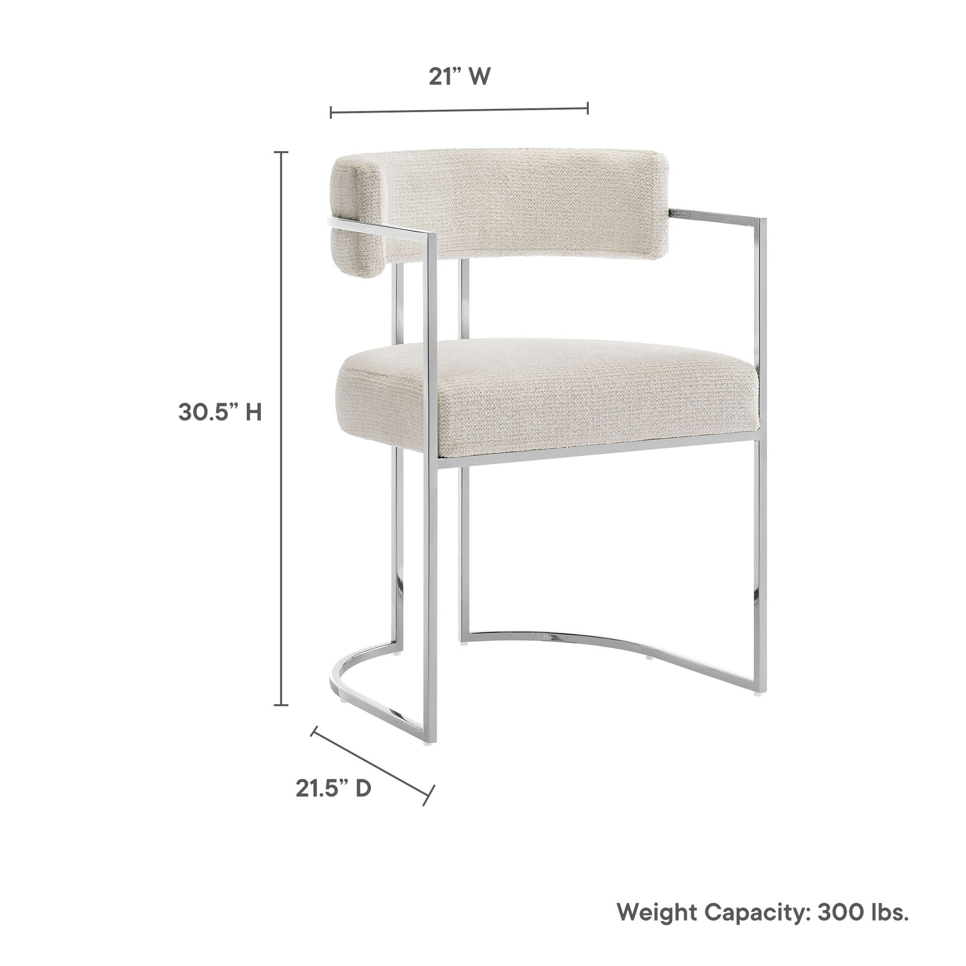 Huron Curved Back Fabric and Metal Dining Accent Chair - Silver Leaf