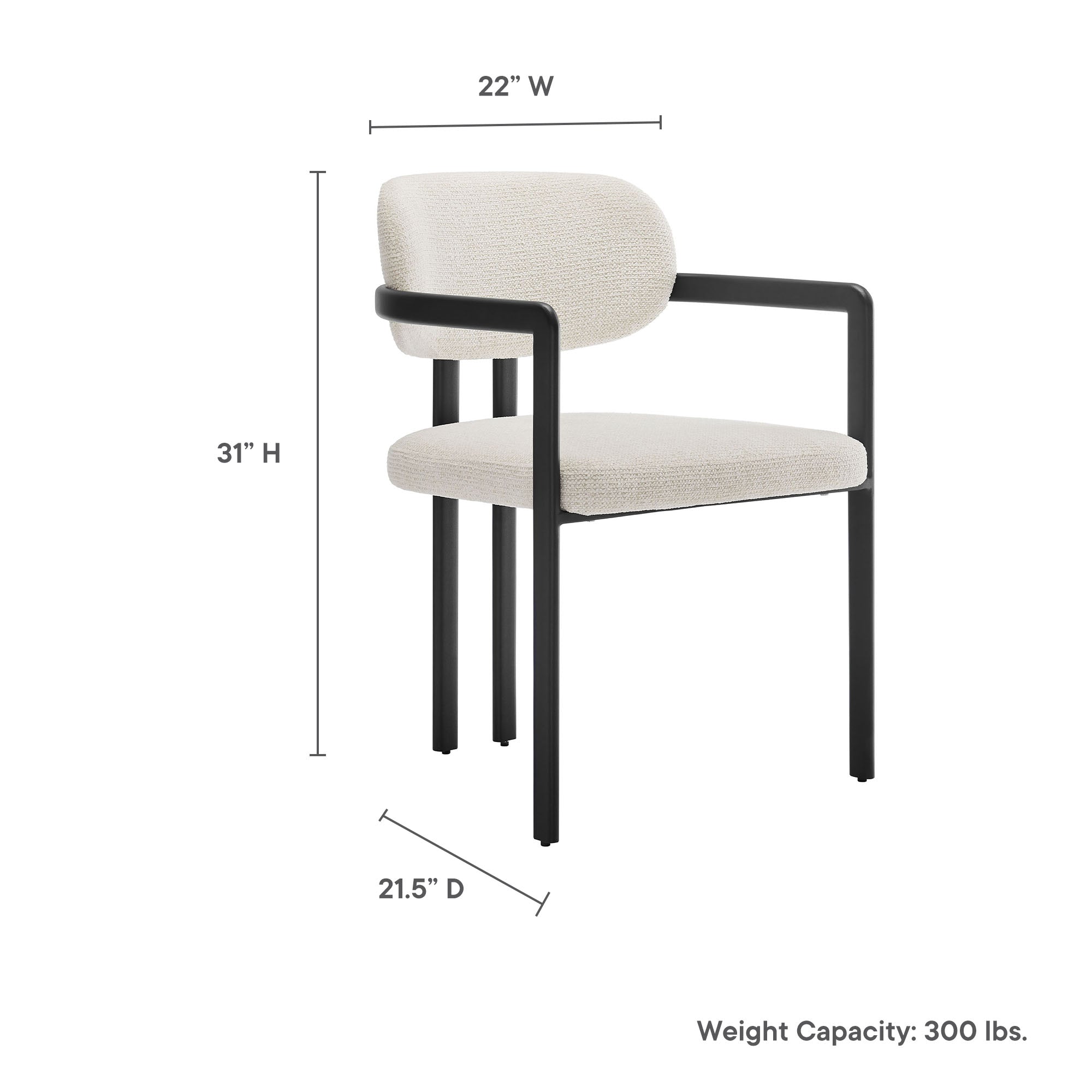 Elio Barrel Fabric and Metal Dining Chair - Black Dove Gray