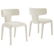 Stellan Curved Back Boucle Upholstered Dining Chair Set of Two - Cream