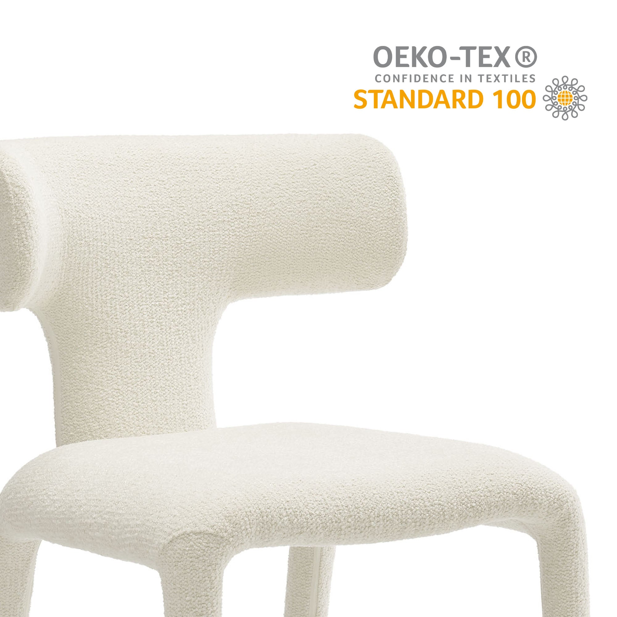 Stellan Curved Back Boucle Upholstered Dining Chair Set of Two - Dove Gray
