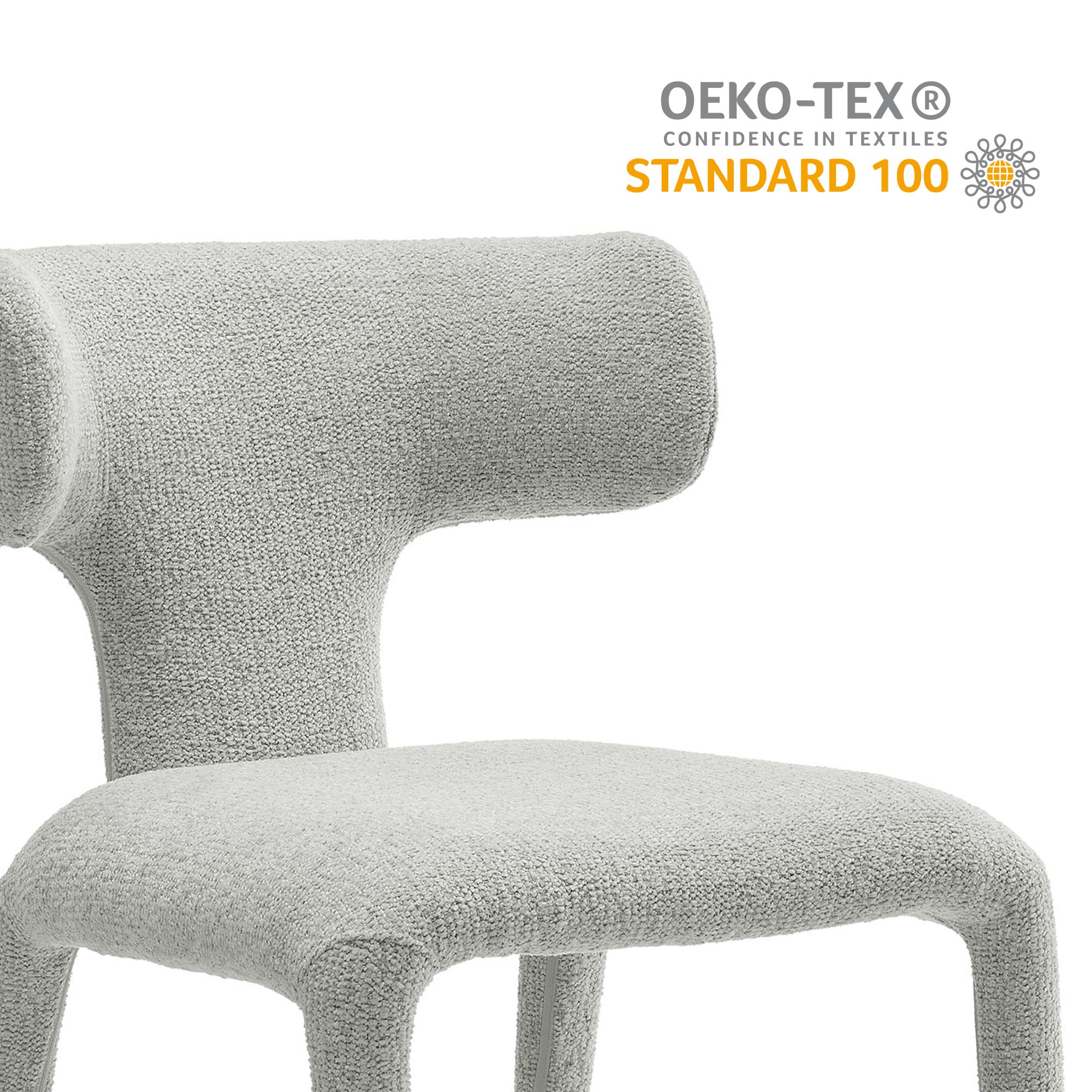 Stellan Curved Back Boucle Upholstered Dining Chair Set of Two