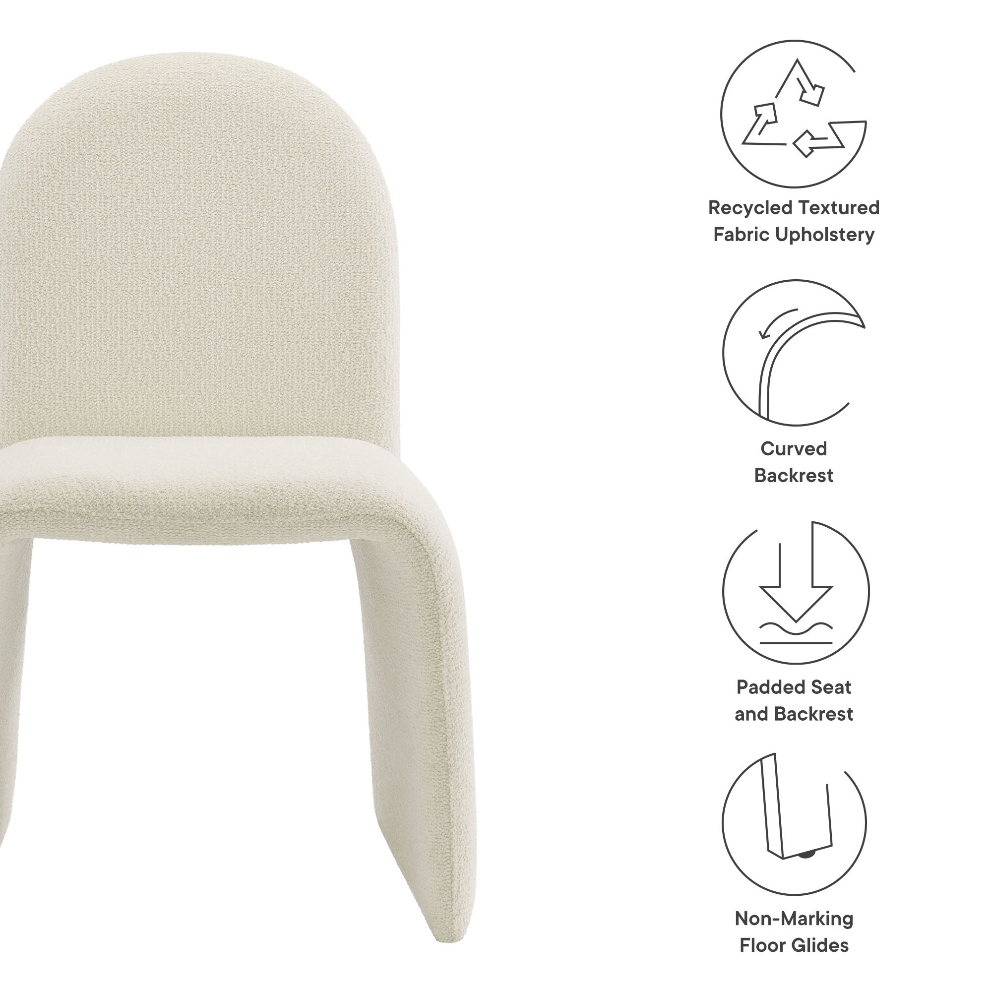 Junia Boucle Upholstered Arch Armless Dining Chair - Dove Gray