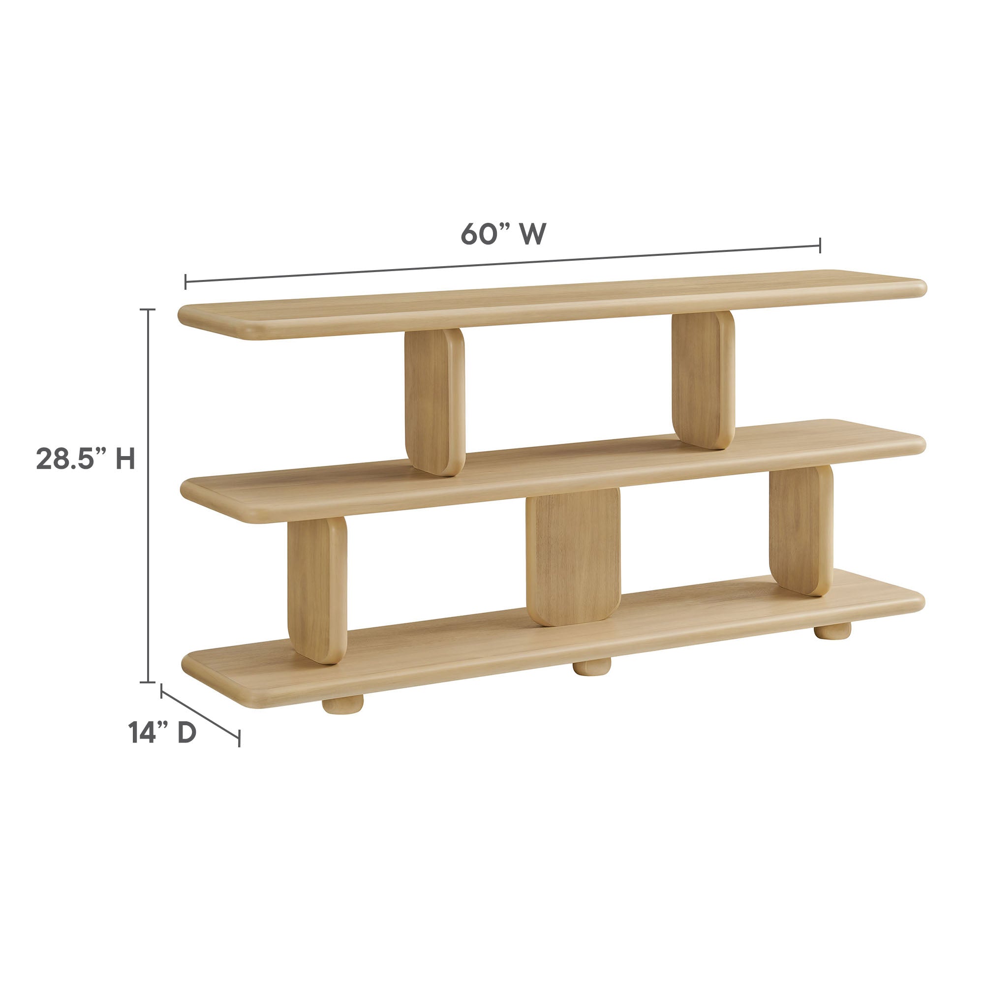 Lyle Sculptural 2-Tier Bookshelf - Walnut