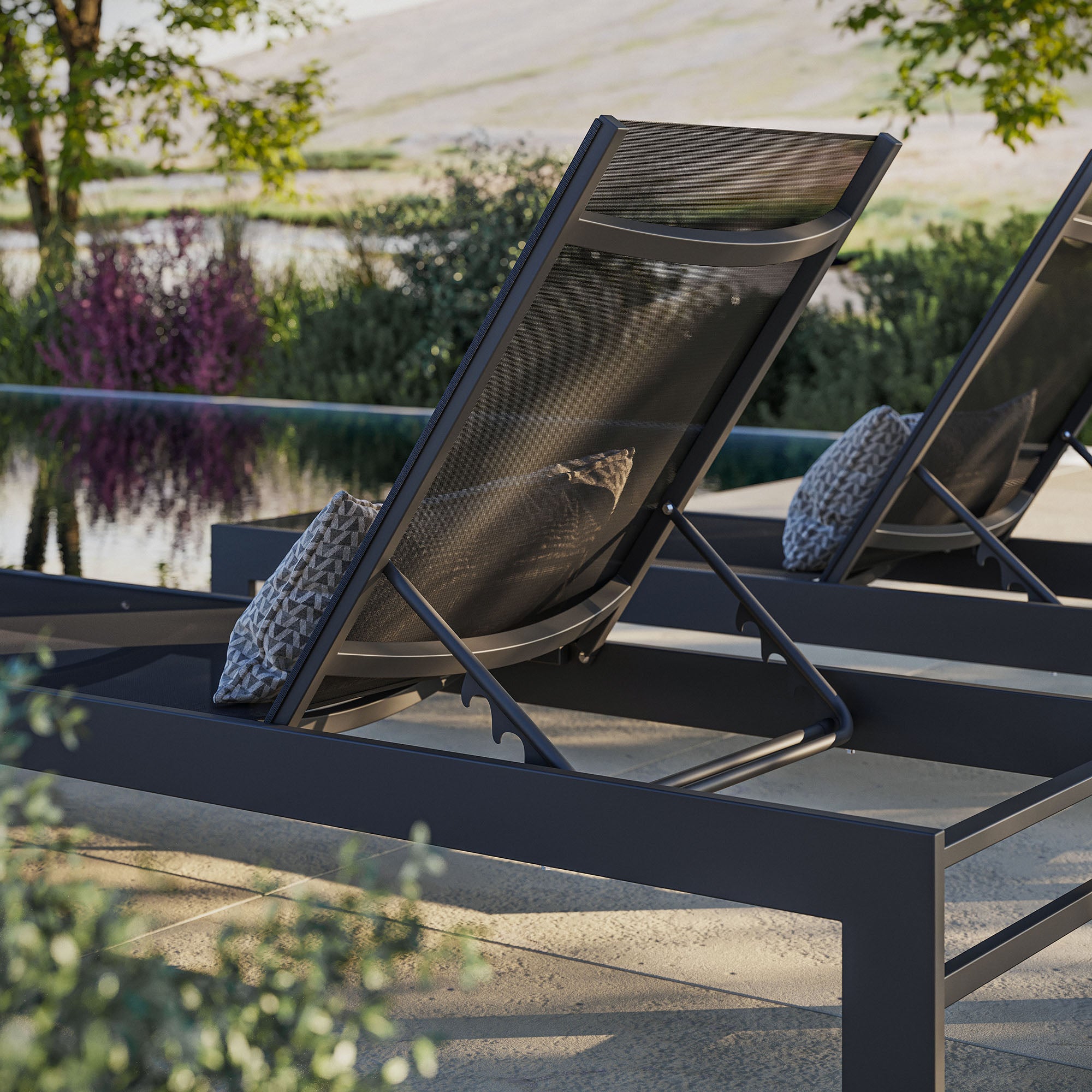 Tahoe Outdoor Patio Mesh and Aluminum Chaise Lounge