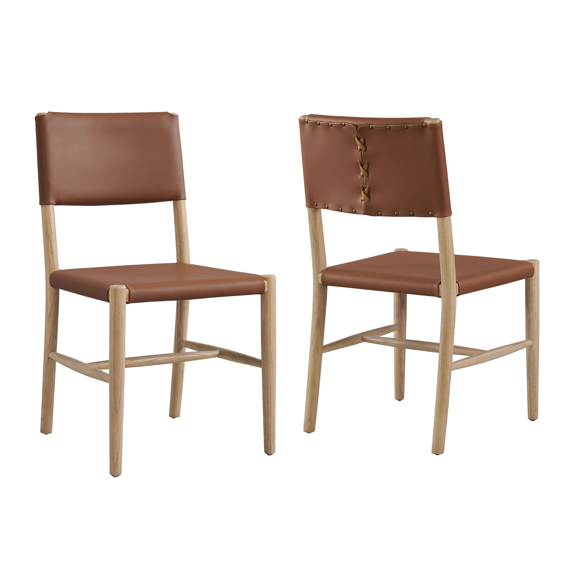 Dover Wood Vegan Leather Dining Side Chairs Set of 2 - Natural