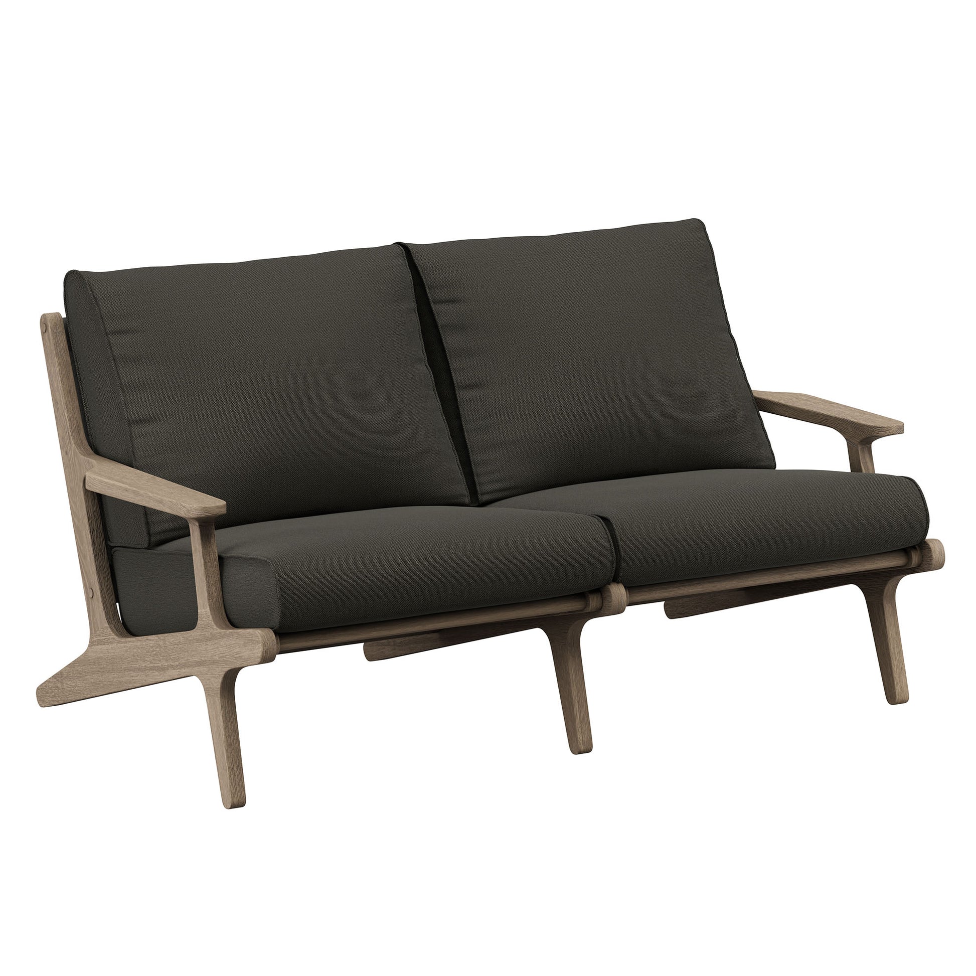 Saratoga Outdoor Teak Wood Loveseat - Weathered Gray Flint