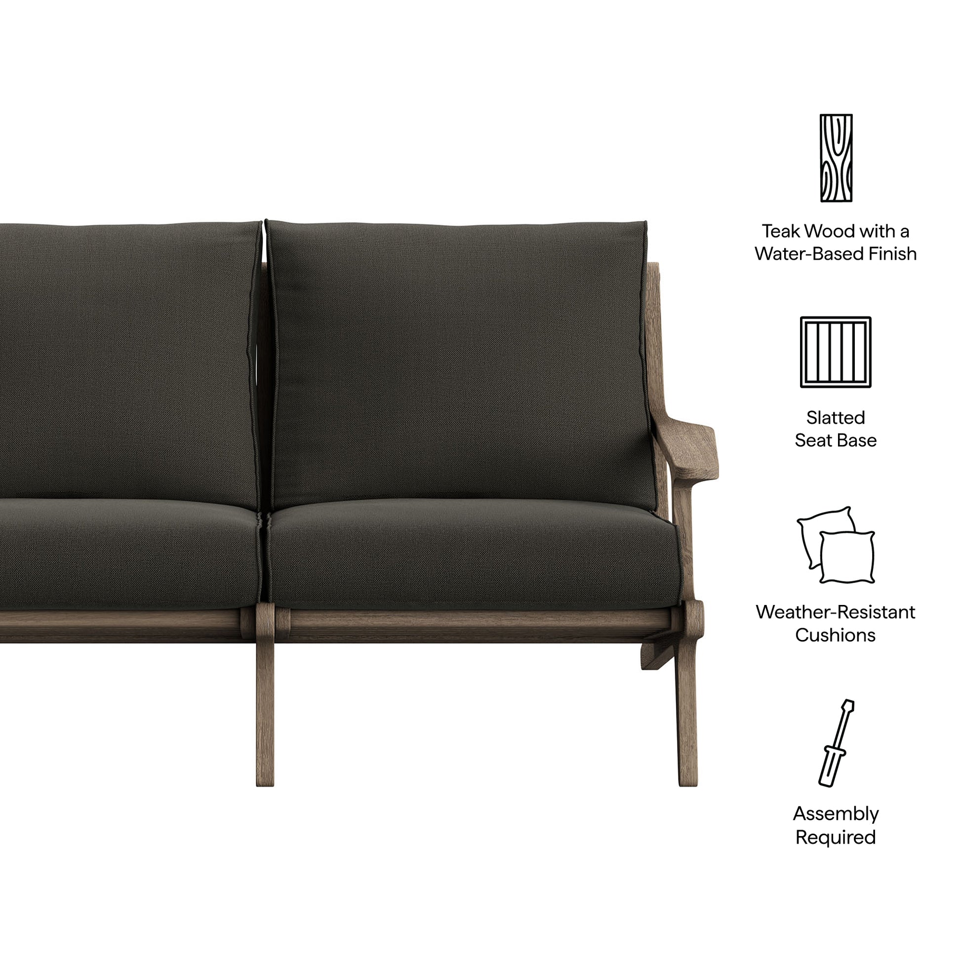 Saratoga Outdoor Teak Wood Loveseat - Weathered Gray Pebble