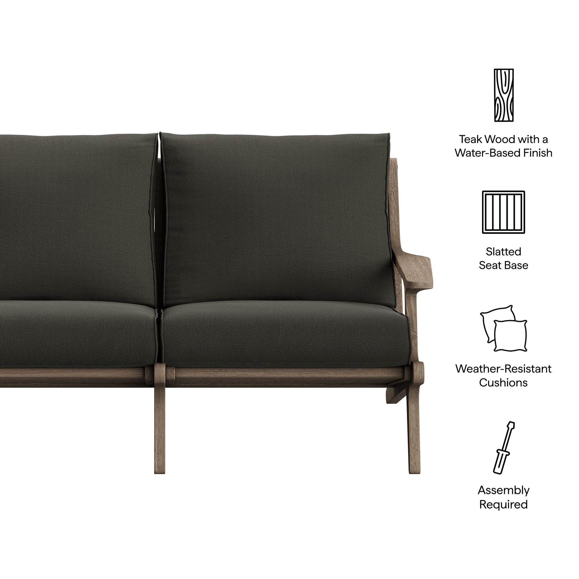 Saratoga Outdoor Teak Wood Loveseat - Weathered Gray Pebble