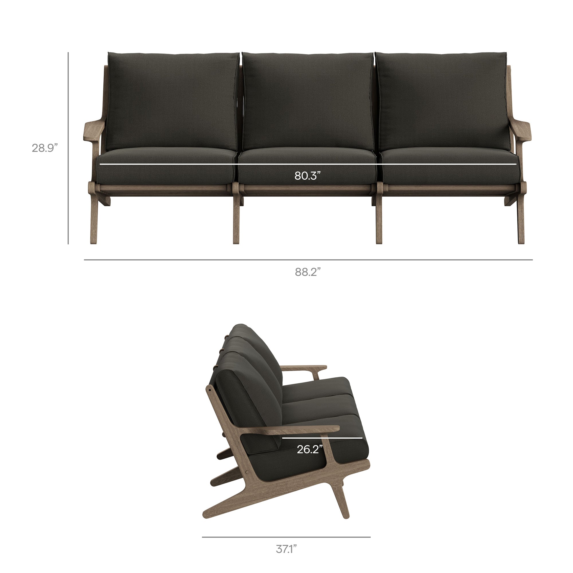 Saratoga Outdoor Teak Sofa - Weathered Gray White