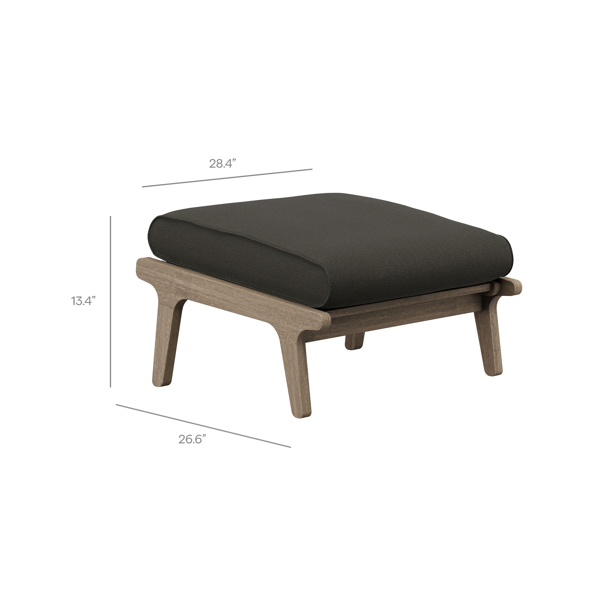 Saratoga Outdoor Teak Ottoman - Weathered Gray White