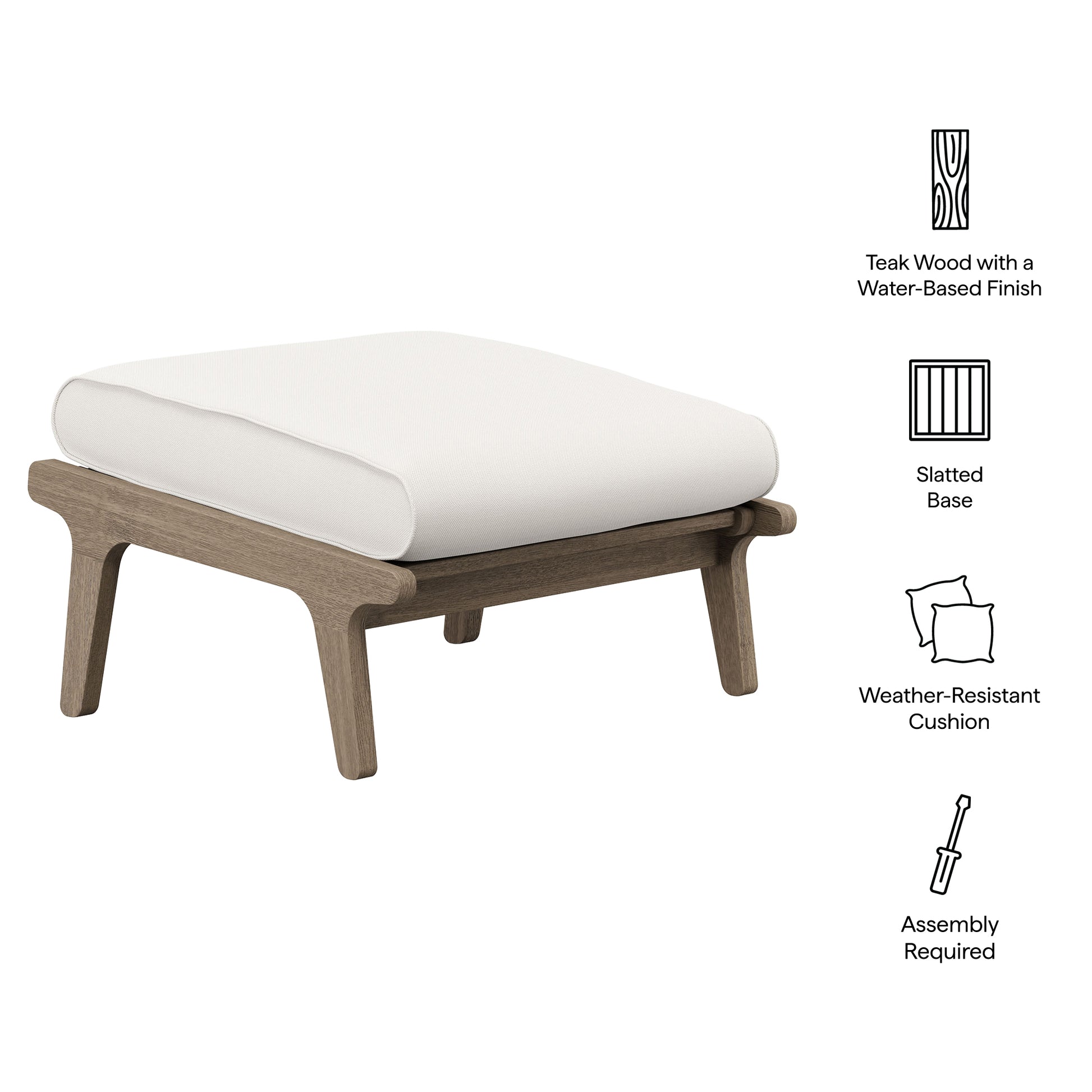 Saratoga Outdoor Teak Ottoman