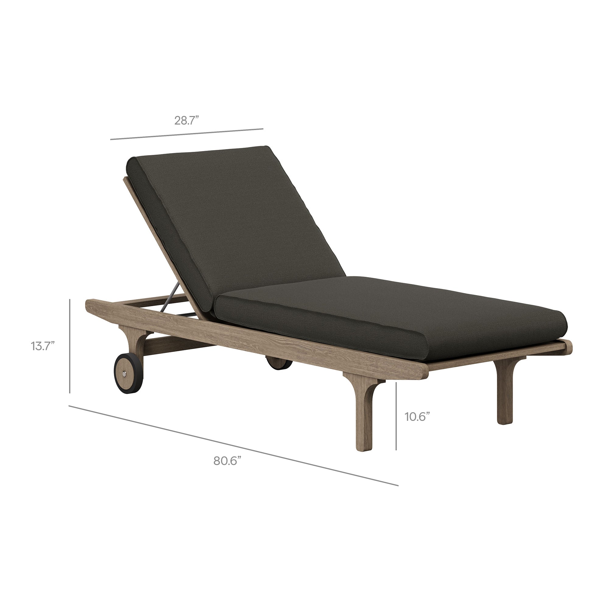 Saratoga Outdoor Teak Wood 3-Piece Chaise Lounge Furniture Set - Weathered Gray White