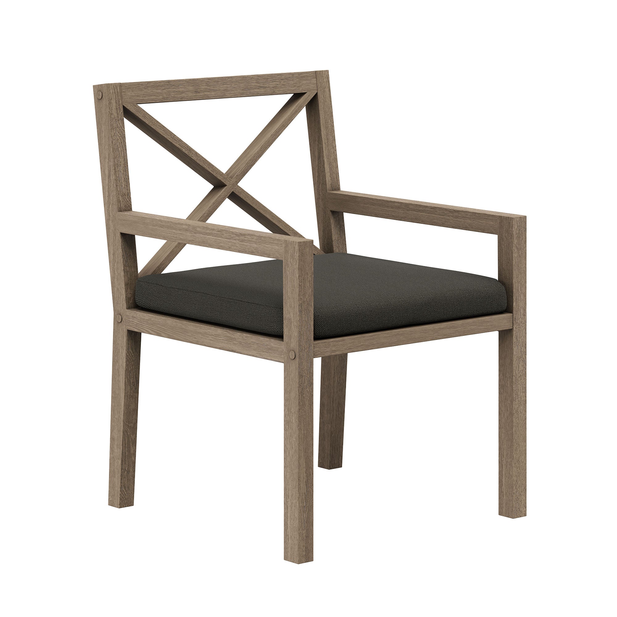 Northlake Outdoor Teak Dining Armchair - Weathered Gray Flint