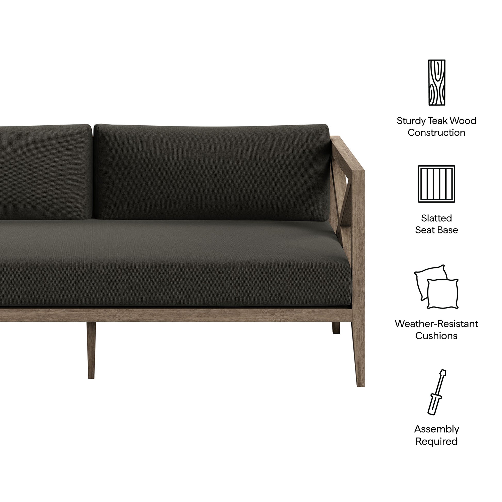 Northlake Outdoor Teak Loveseat - Weathered Gray Pebble