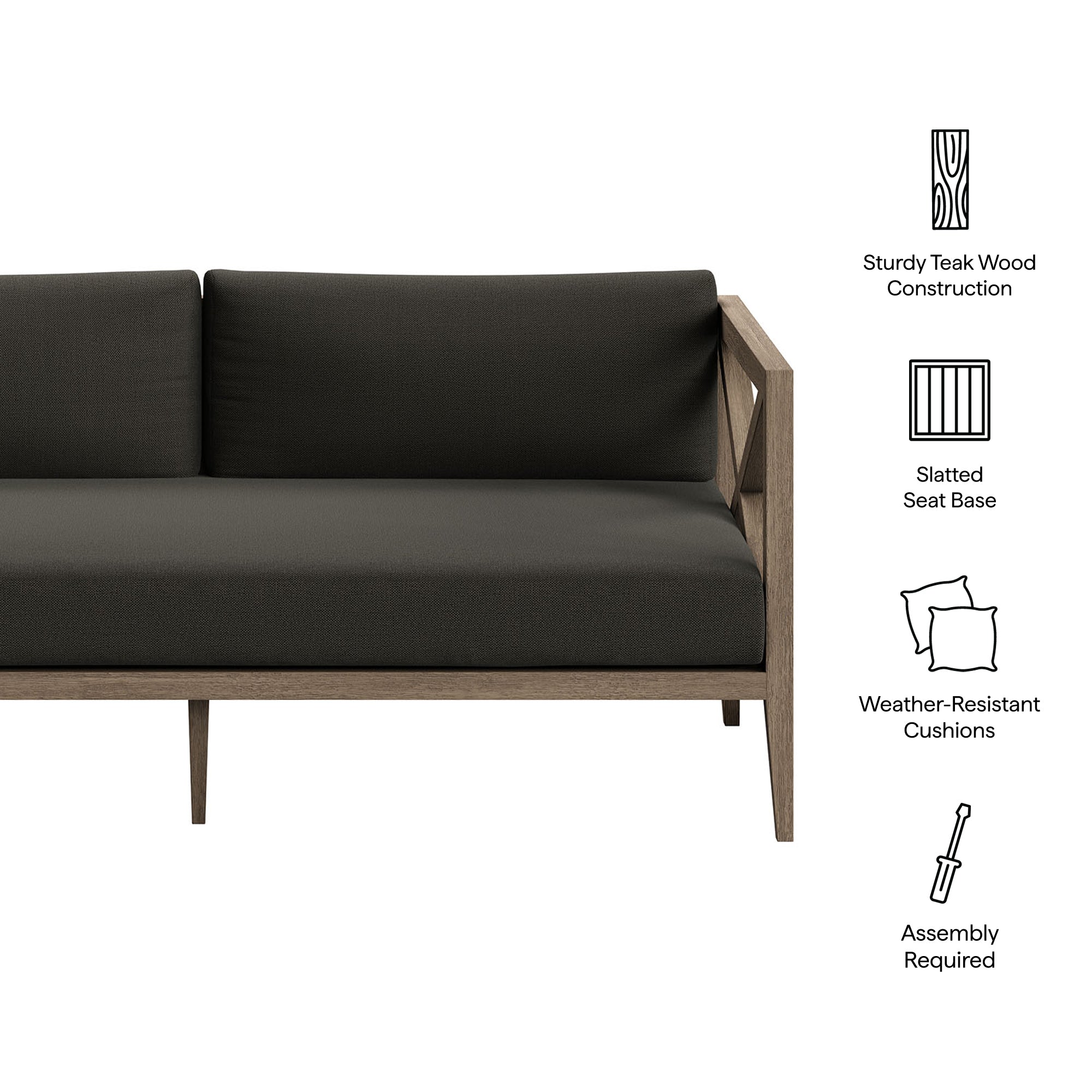 Northlake Outdoor Teak Loveseat - Weathered Gray Pebble