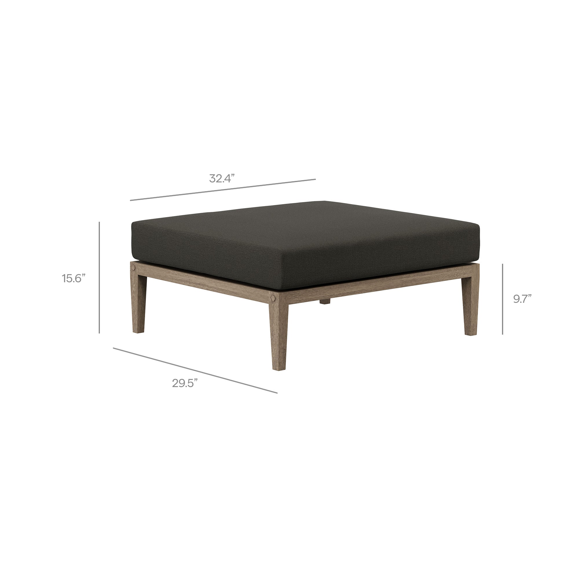 Northlake Outdoor Teak Ottoman - Weathered Gray White