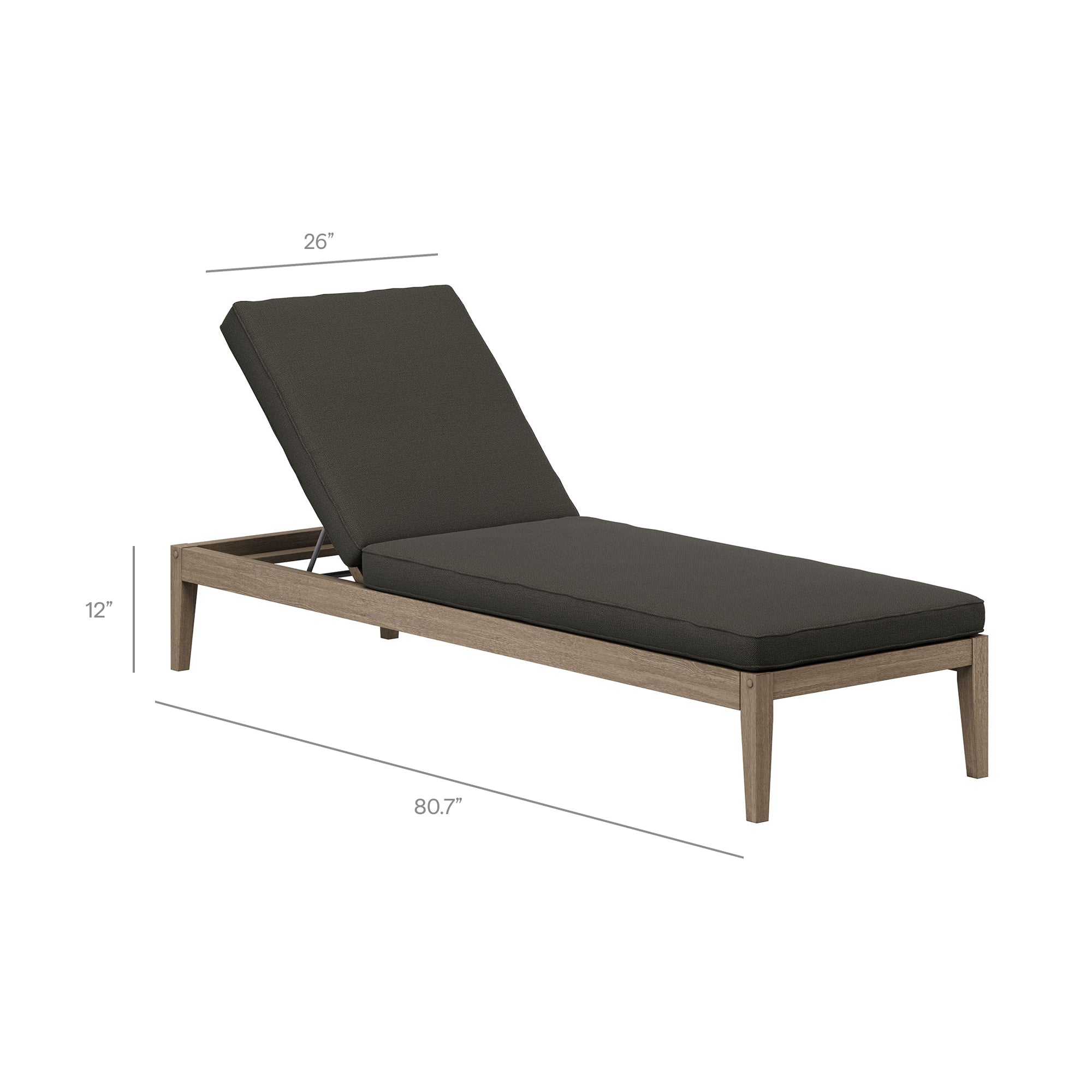 Northlake Outdoor Teak Chaise Lounge - Weathered Gray White