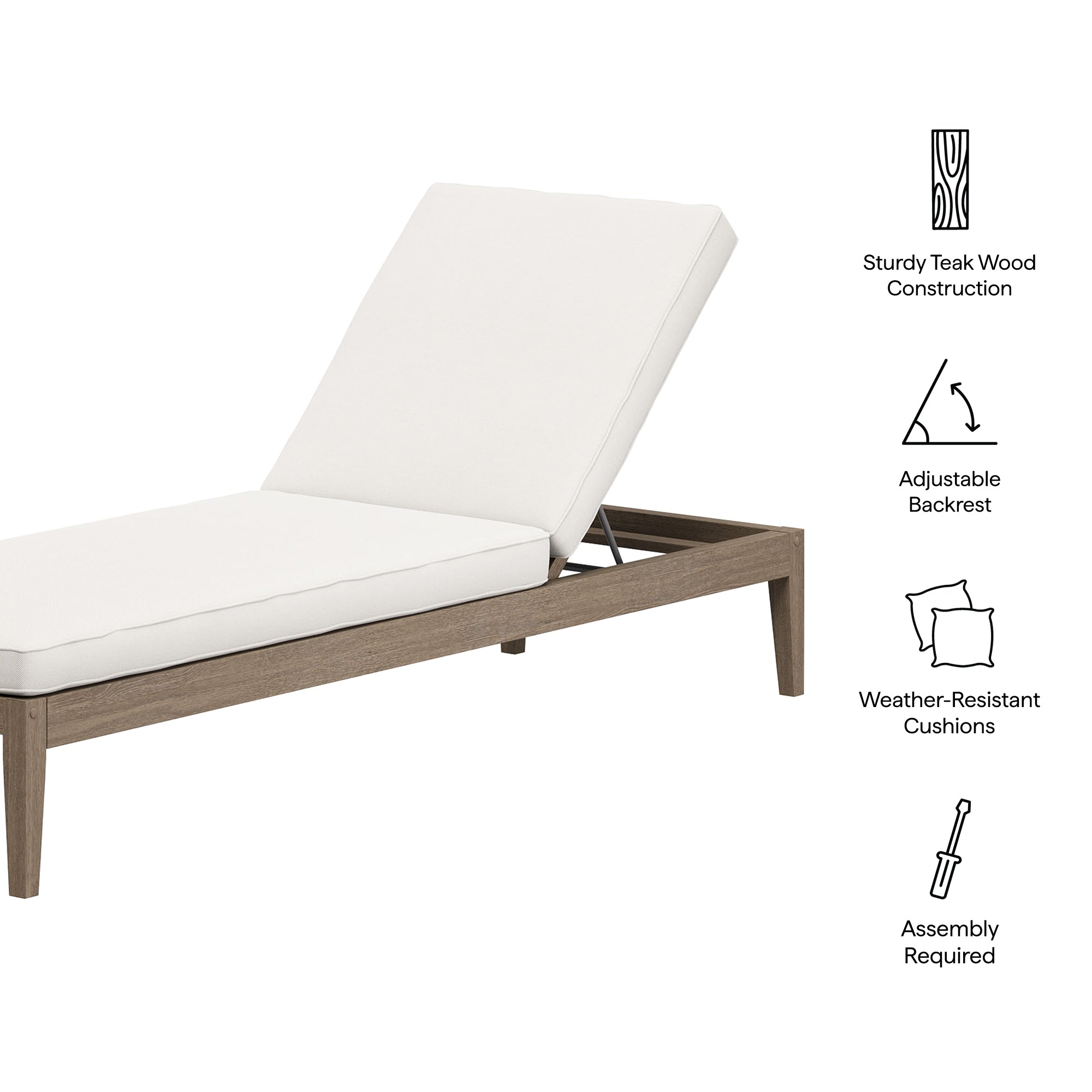 Northlake Outdoor Teak Chaise Lounge