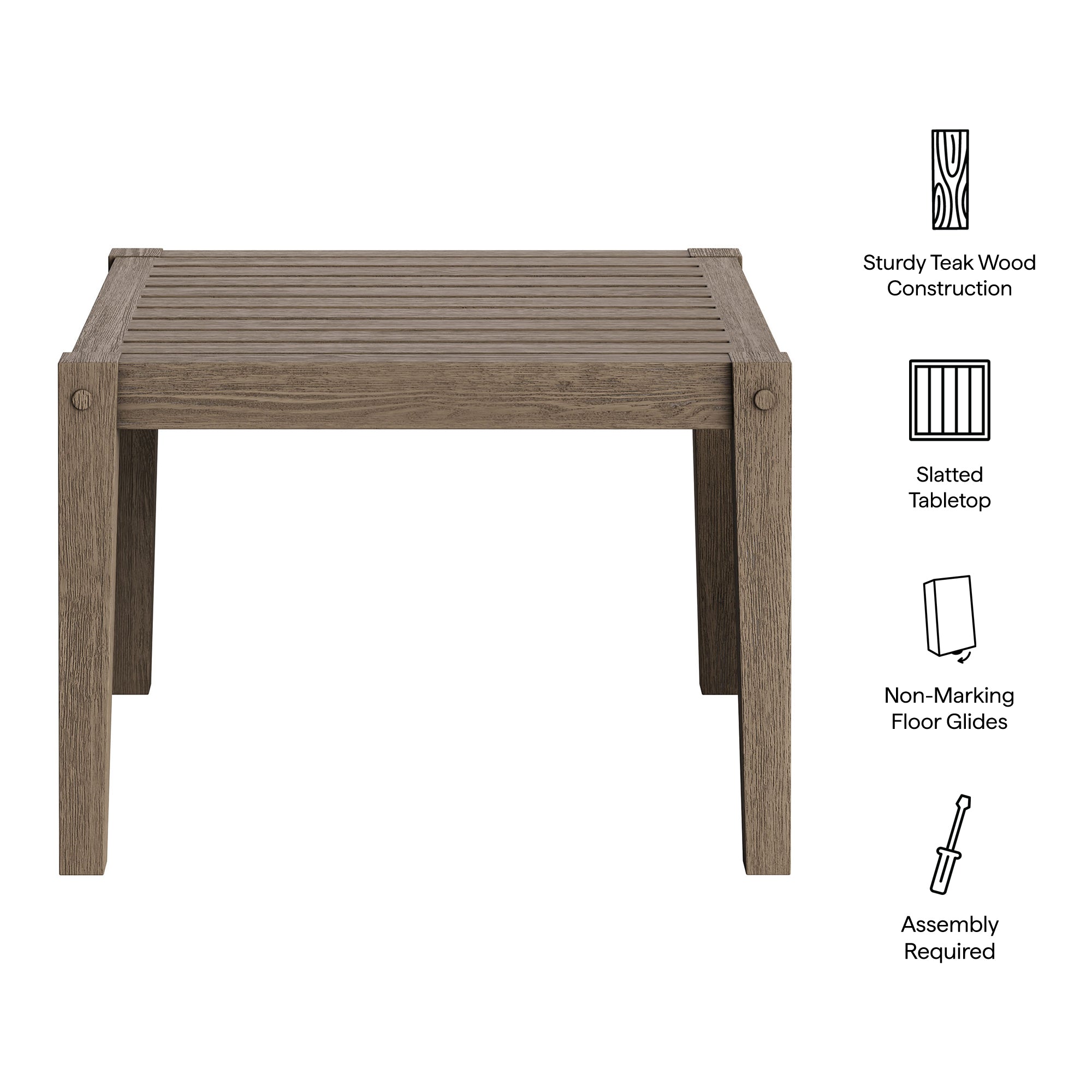 Northlake Square Outdoor Patio Teak Side Table