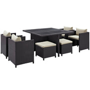 Inverse 9 Piece Outdoor Patio Dining Set - Espresso Beige