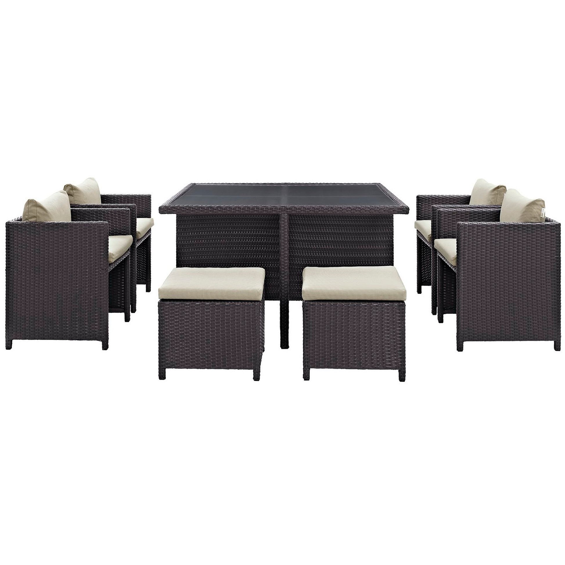 Inverse 9 Piece Outdoor Patio Dining Set - Espresso Mocha