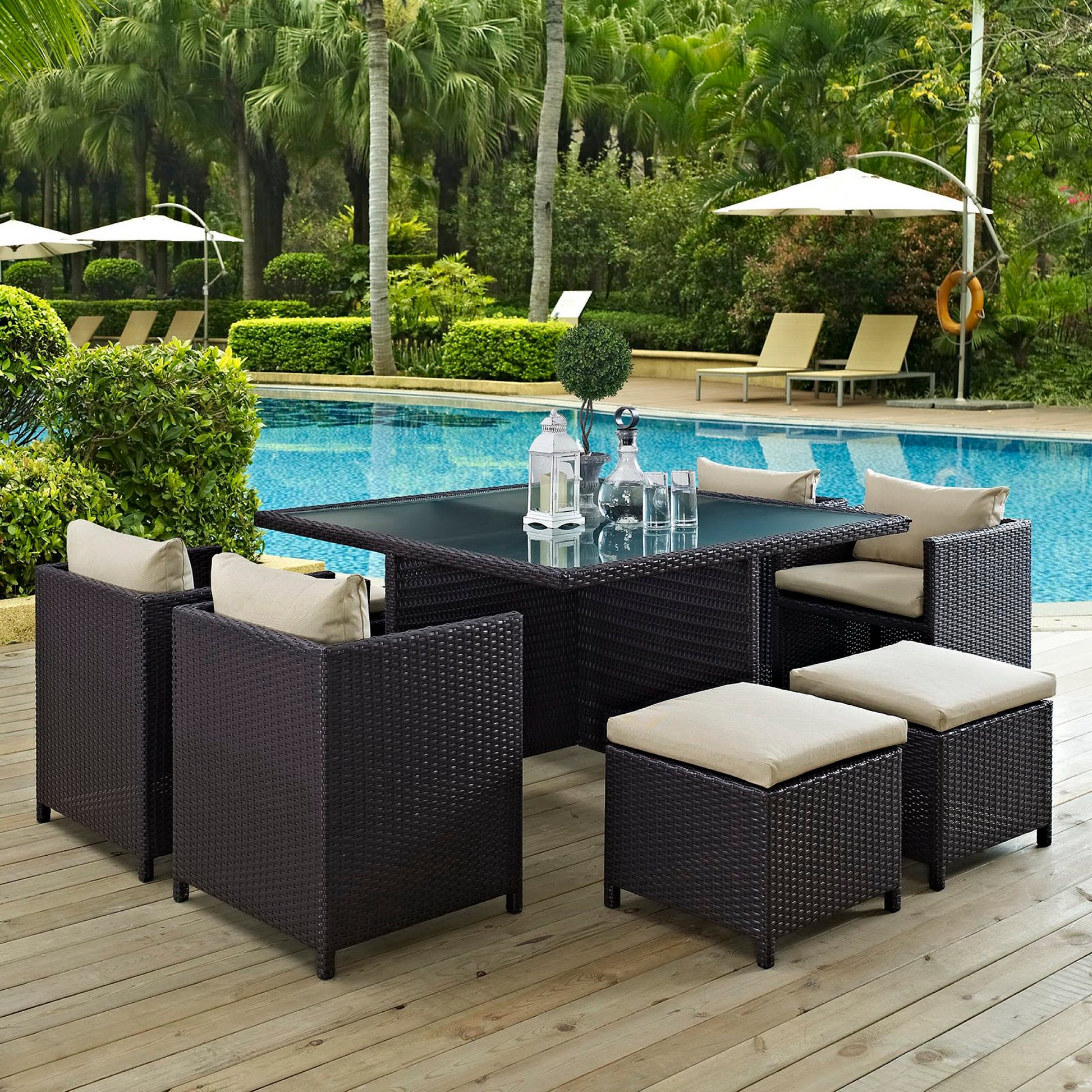 Inverse 9 Piece Outdoor Patio Dining Set - Espresso Peridot