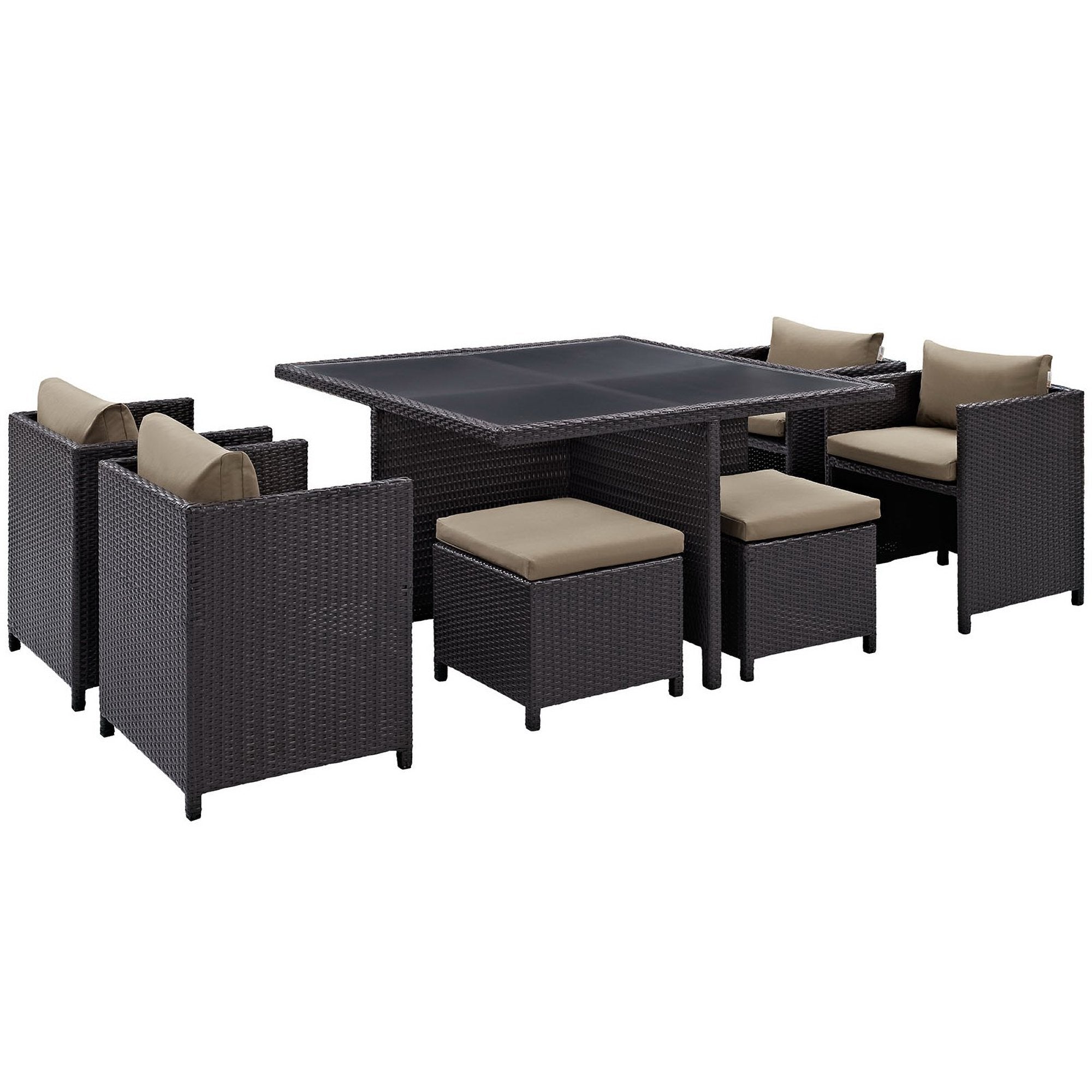 Inverse 9 Piece Outdoor Patio Dining Set - Espresso Red