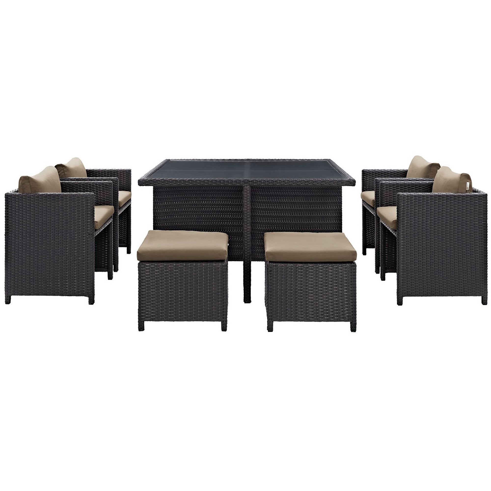 Inverse 9 Piece Outdoor Patio Dining Set - Espresso White