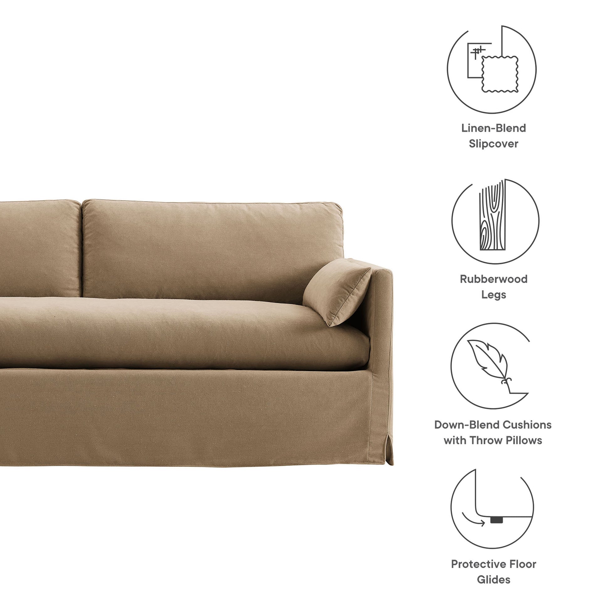 Wellfleet 85" Slipcovered Fabric Sofa - Cocoa