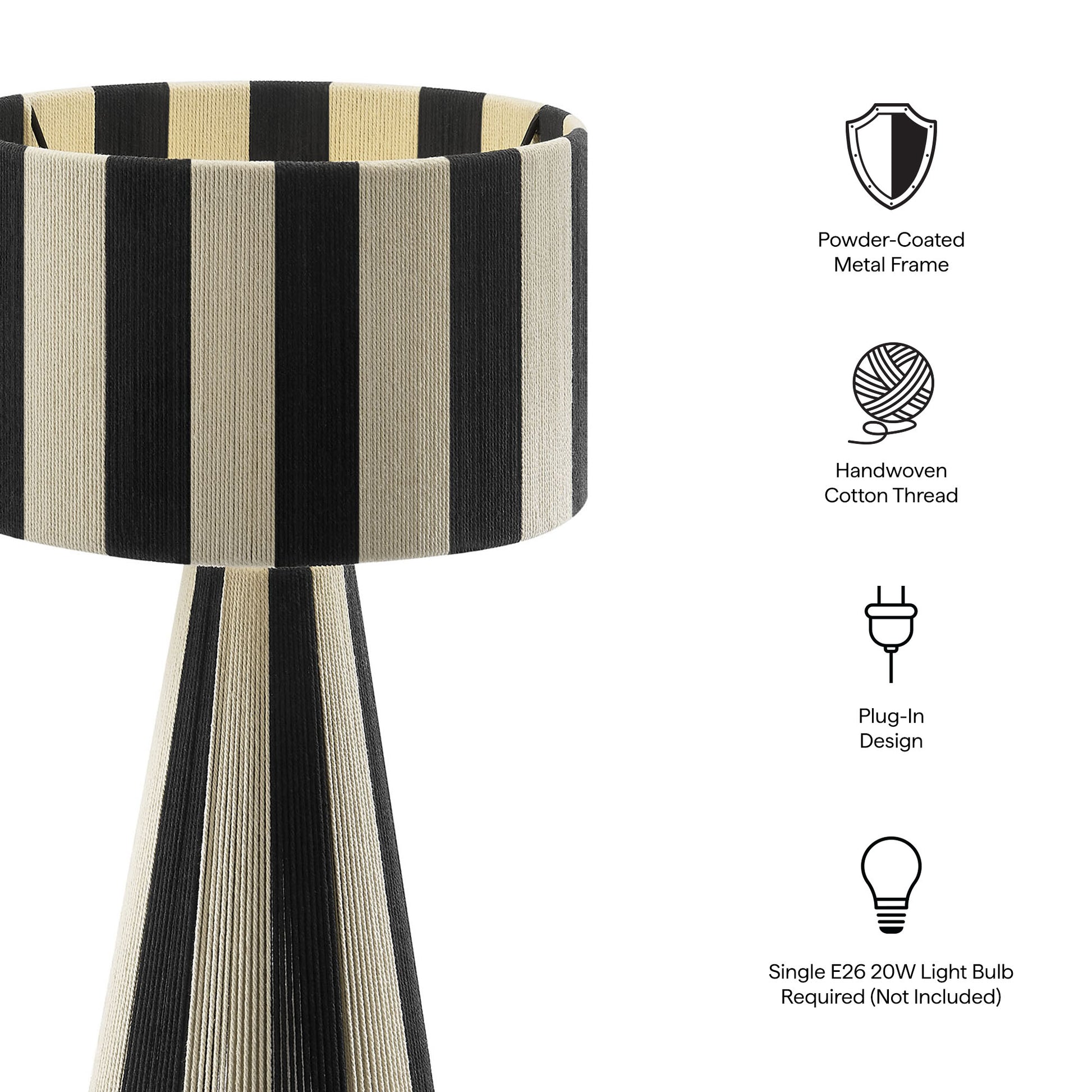 Renae Handwoven Cotton Thread Striped Table Lamp - Capri Blue