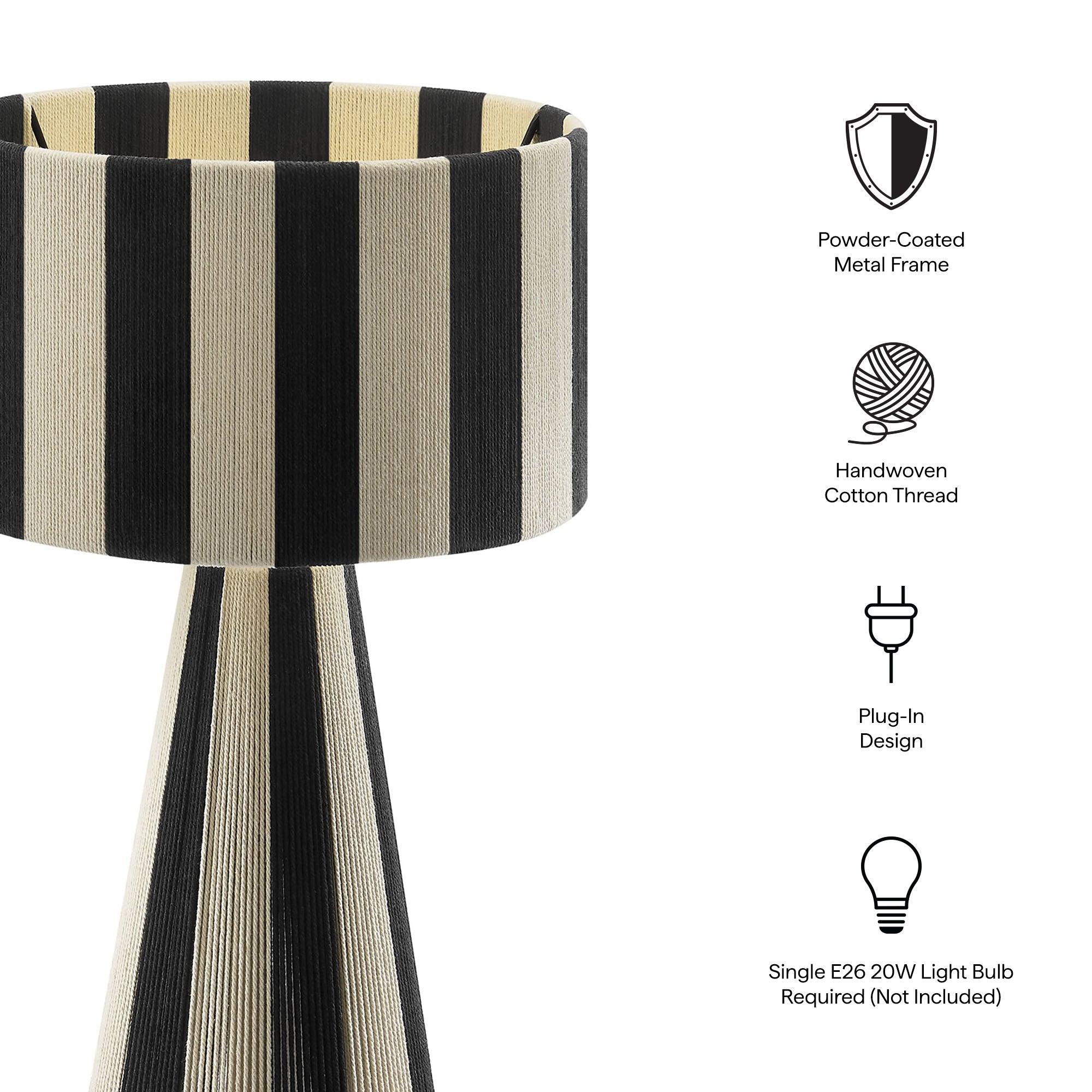 Renae Handwoven Cotton Thread Striped Table Lamp - Capri Blue