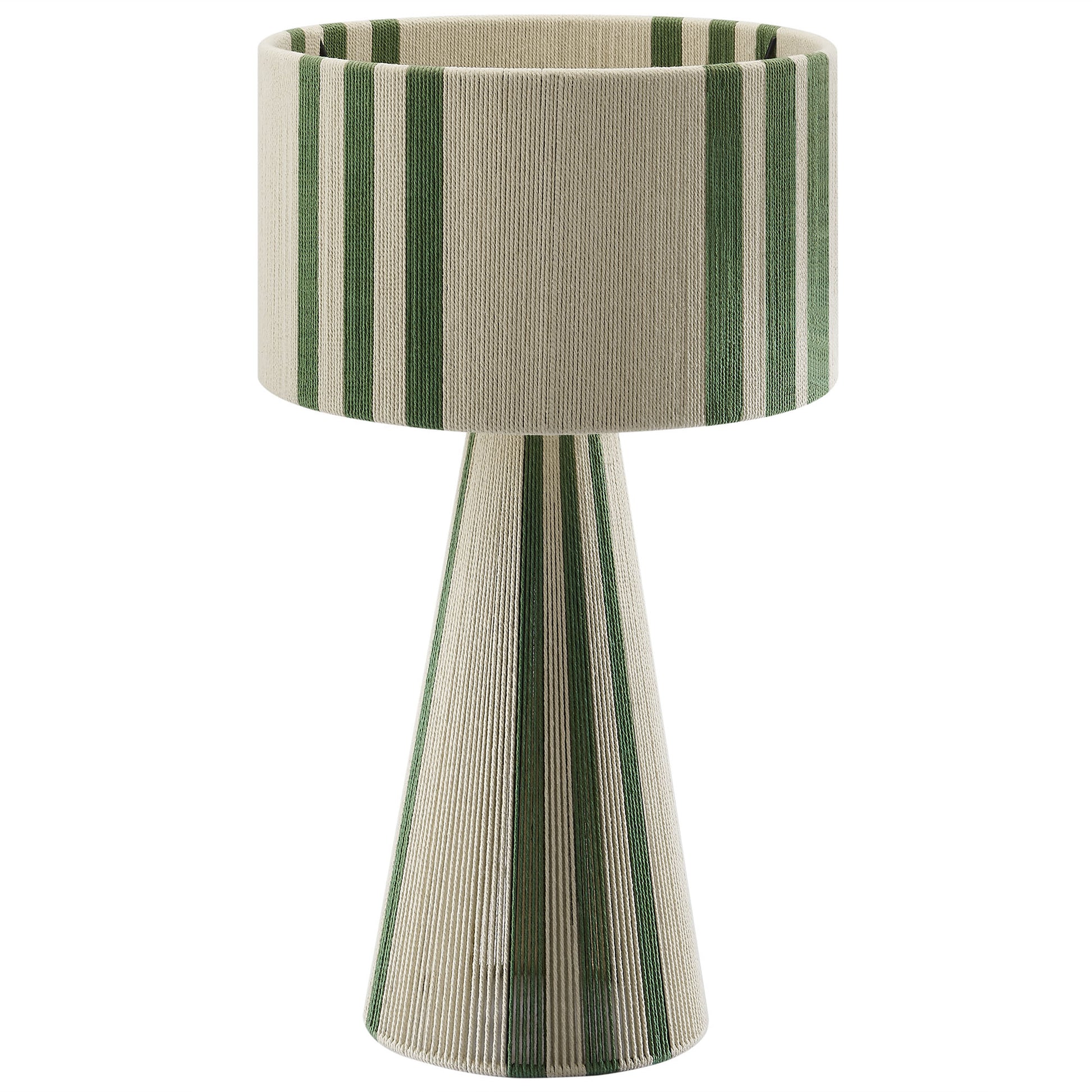 Gia Handwoven Cotton Thread Striped or Plain Table Lamp - Basil Green