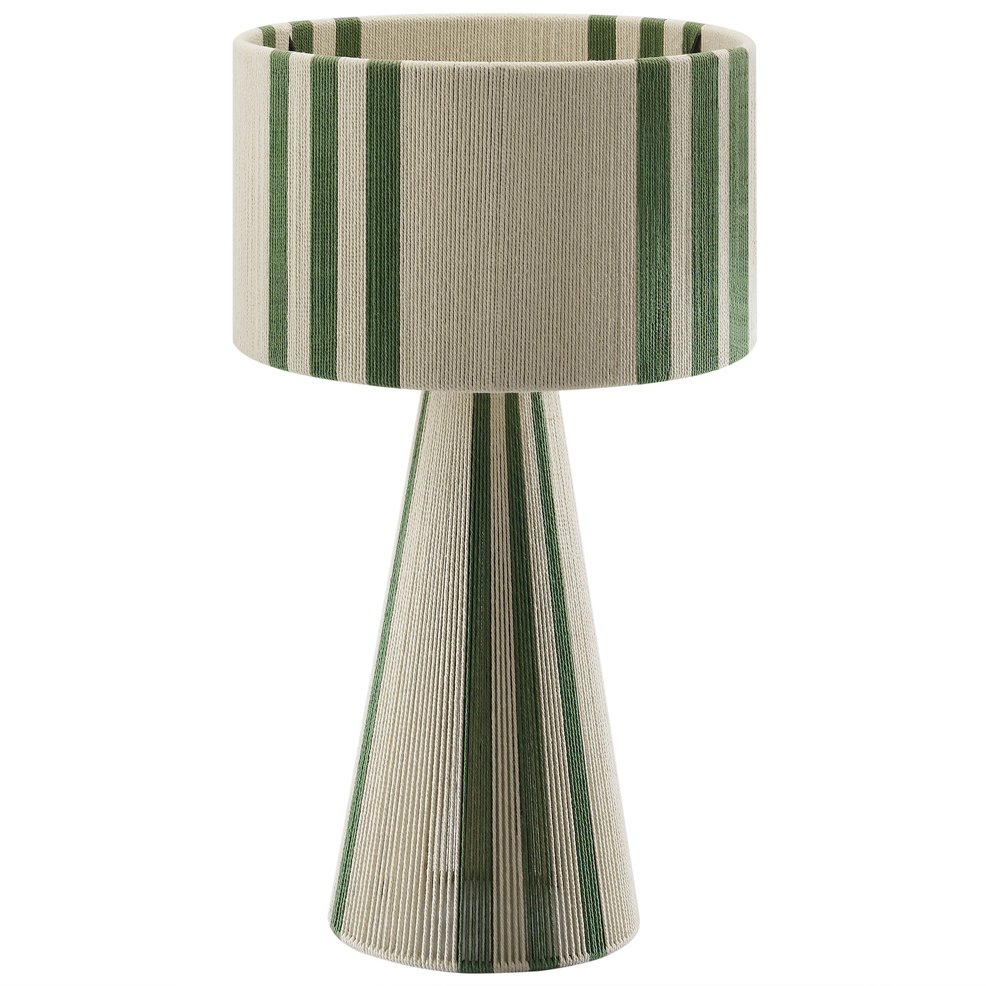Gia Handwoven Cotton Thread Striped or Plain Table Lamp - Basil Green