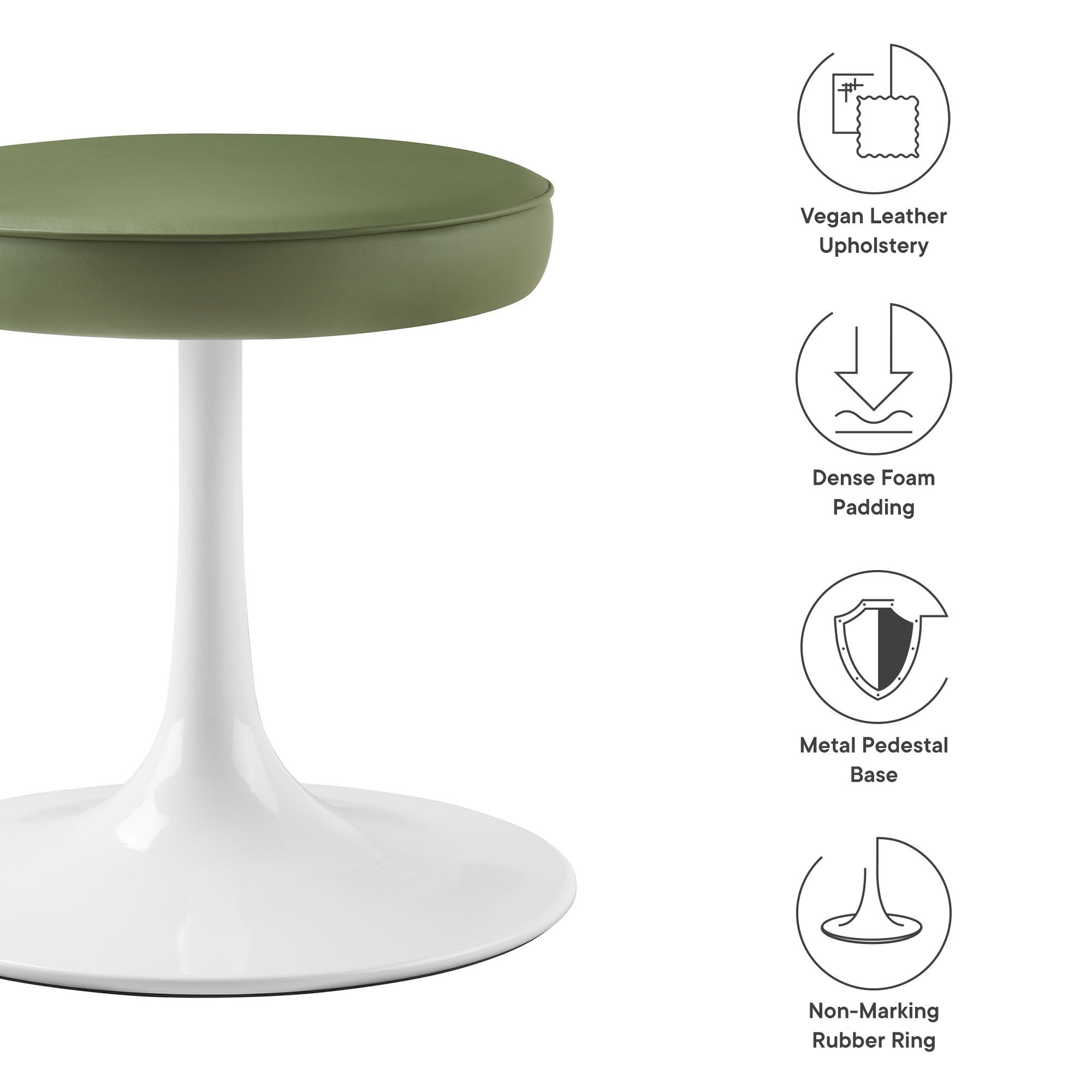 Lippa Vegan Leather Round Stool - Stone