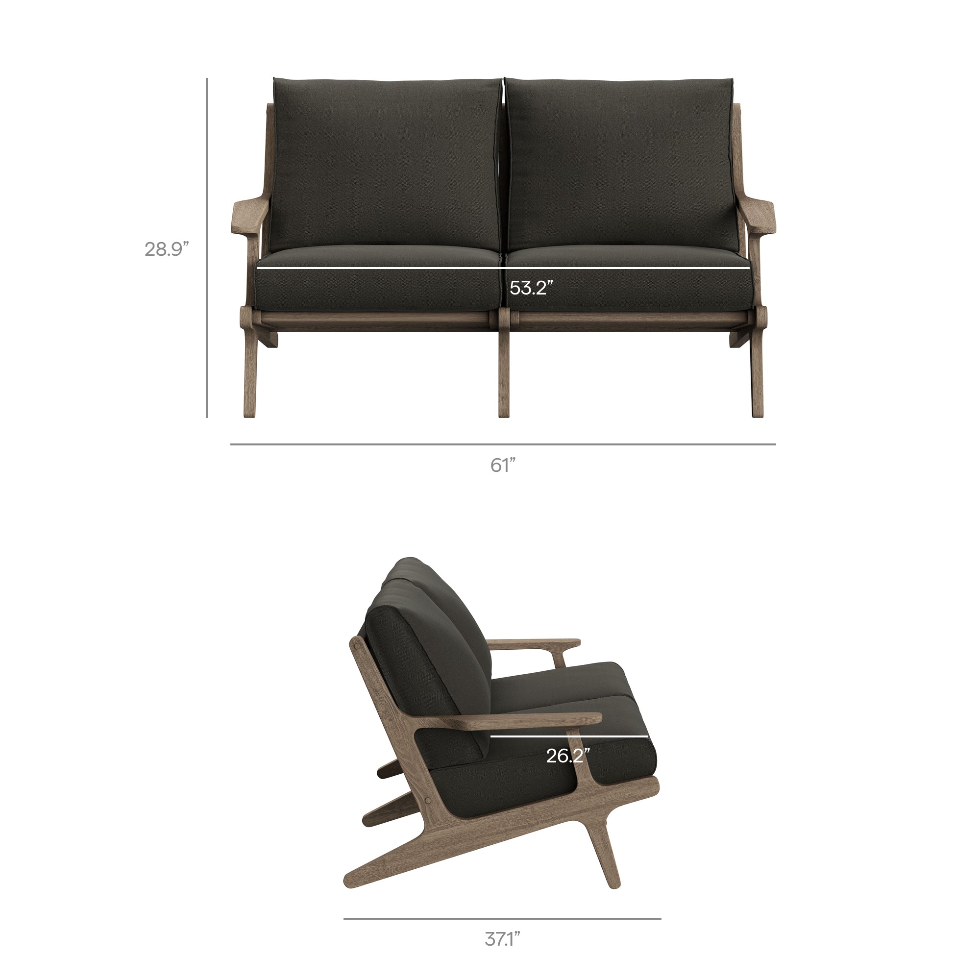 Saratoga 5-Piece Outdoor Teak Wood Furniture Set - Weathered Gray White