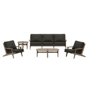 Saratoga 4-Piece Outdoor Teak Wood Furniture Set - Weathered Gray Flint