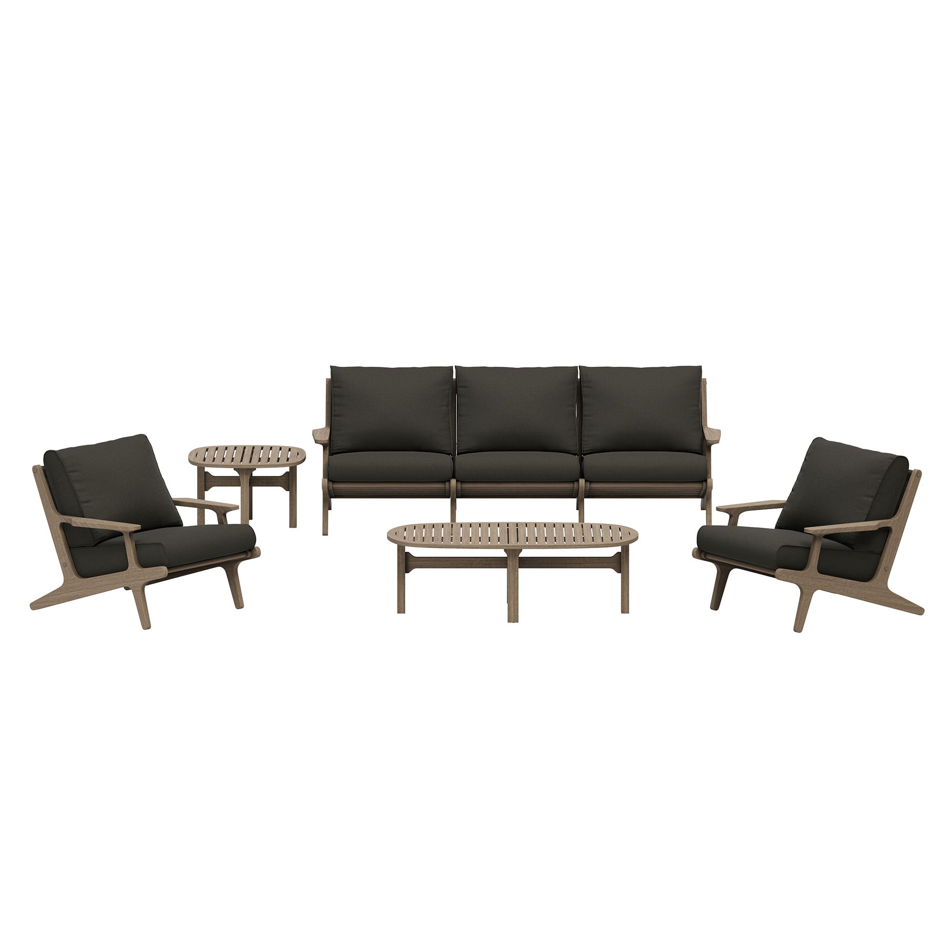 Saratoga 4-Piece Outdoor Teak Wood Furniture Set - Weathered Gray Flint