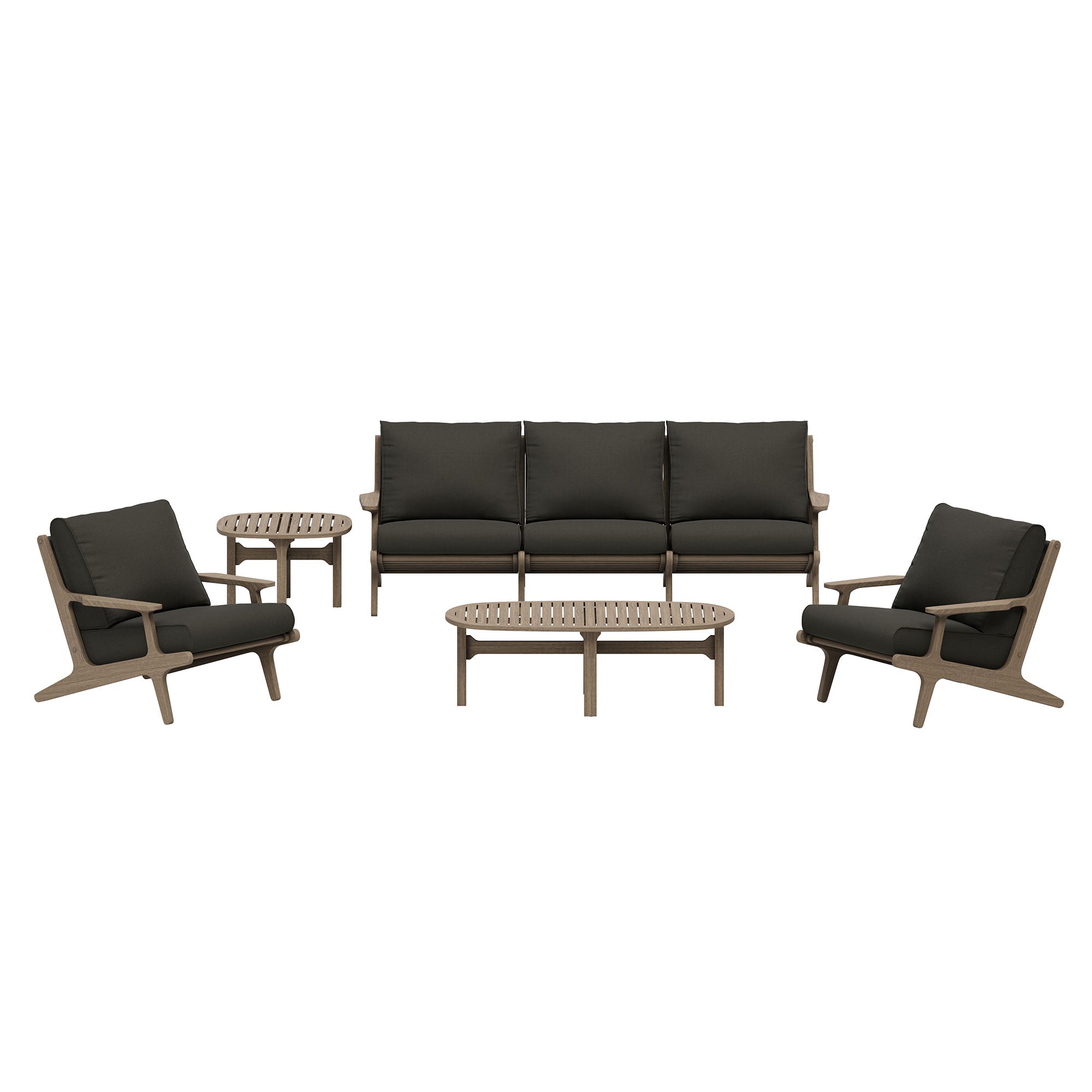 Saratoga 4-Piece Outdoor Teak Wood Furniture Set - Weathered Gray Flint