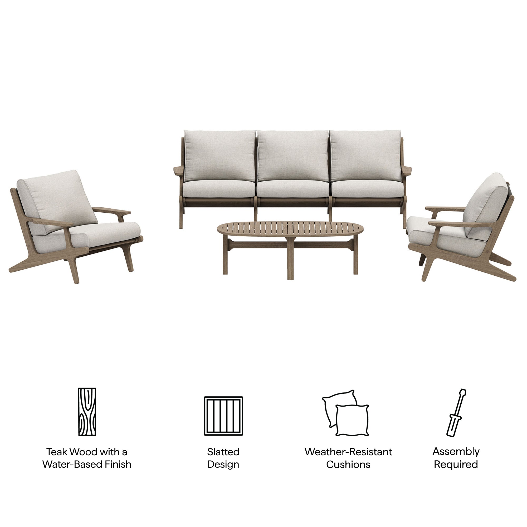 Saratoga 4-Piece Outdoor Teak Wood Furniture Set