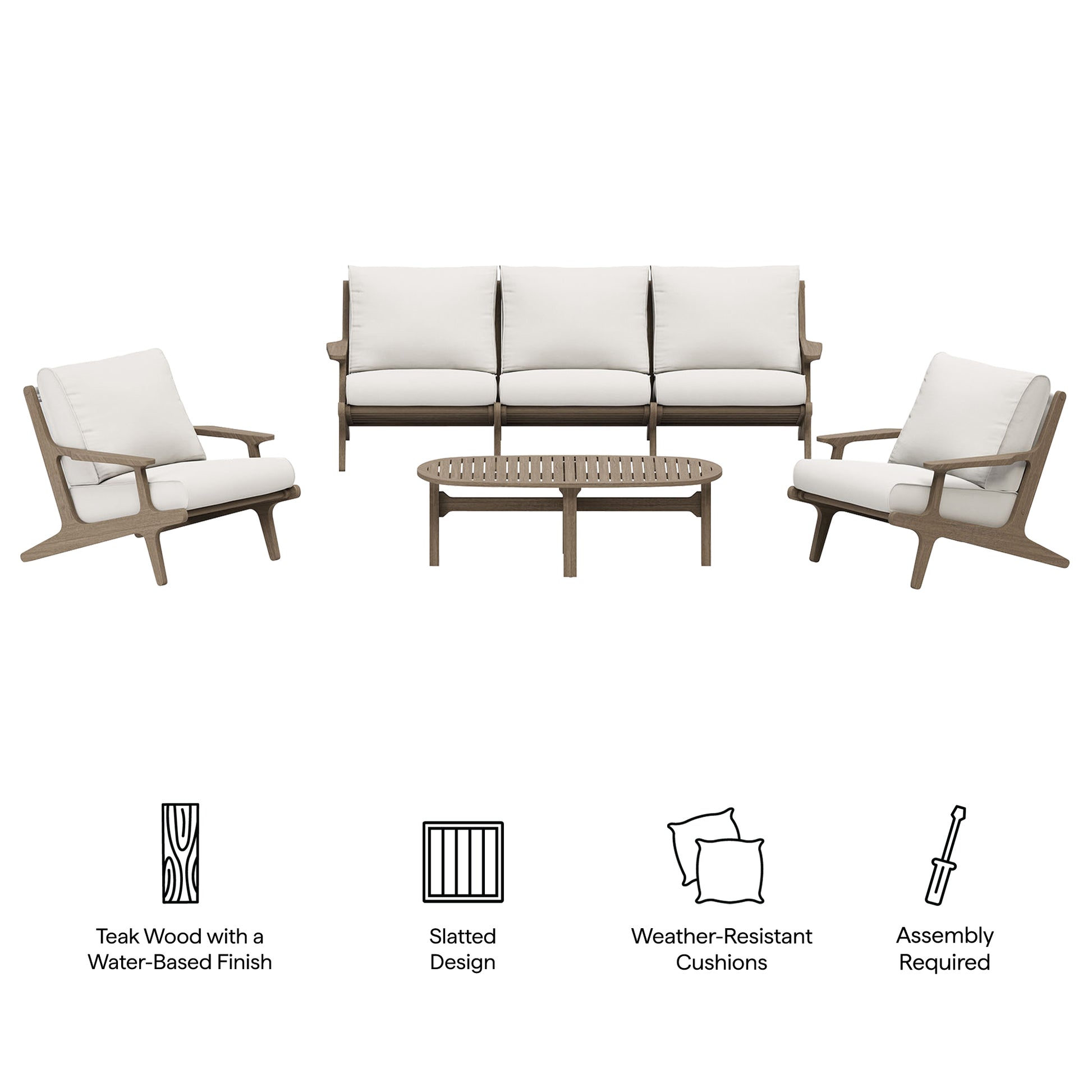 Saratoga 4-Piece Outdoor Teak Wood Furniture Set