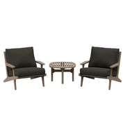 Saratoga 3-Piece Outdoor Teak Wood Furniture Set with Lounge Chairs and Side Table - Weathered Gray Flint