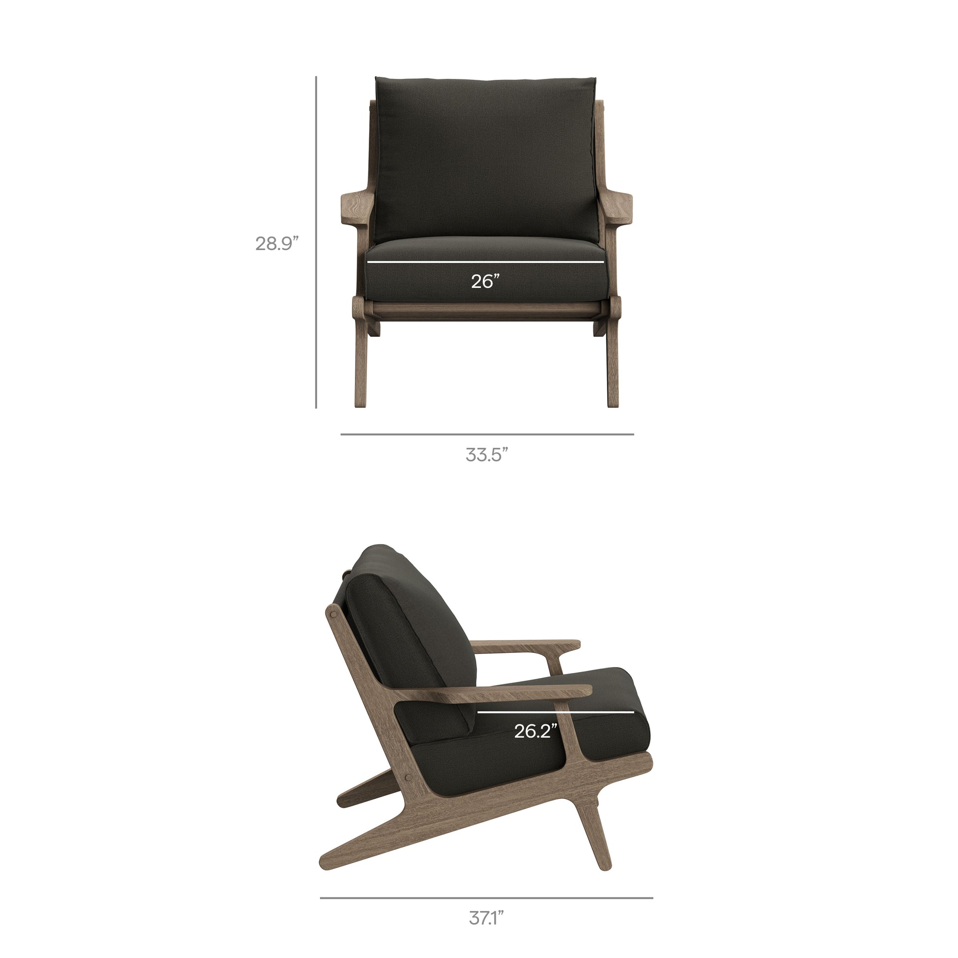 Saratoga 3-Piece Outdoor Teak Wood Furniture Set with Lounge Chairs and Side Table - Weathered Gray White