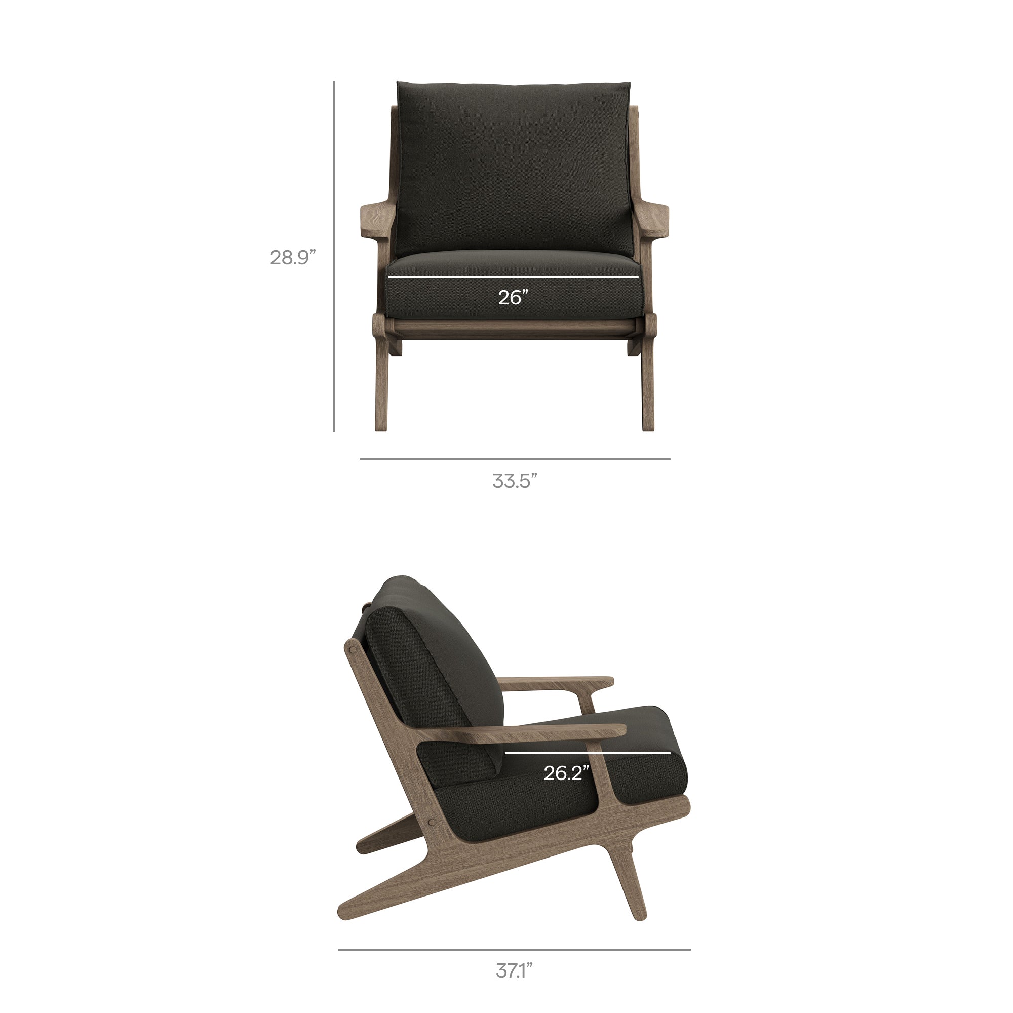 Saratoga 3-Piece Outdoor Teak Wood Furniture Set with Lounge Chairs and Side Table - Weathered Gray White