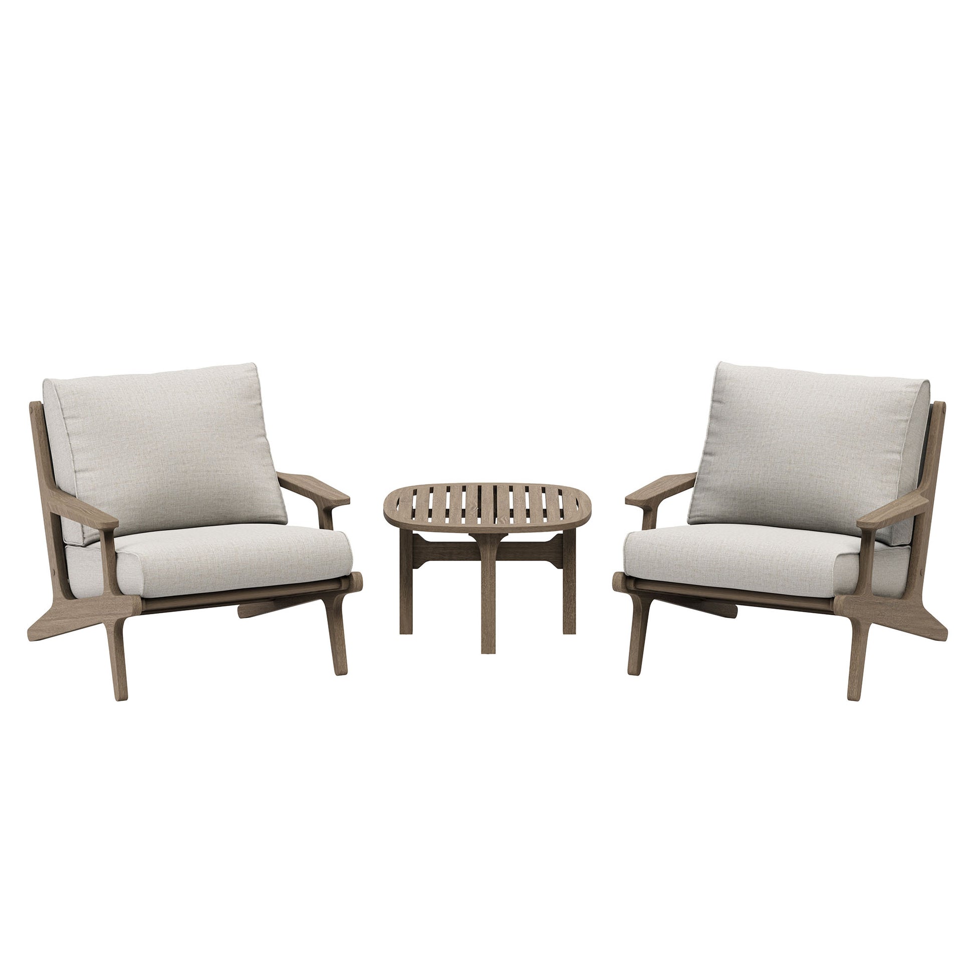 Saratoga 3-Piece Outdoor Teak Wood Furniture Set with Lounge Chairs and Side Table